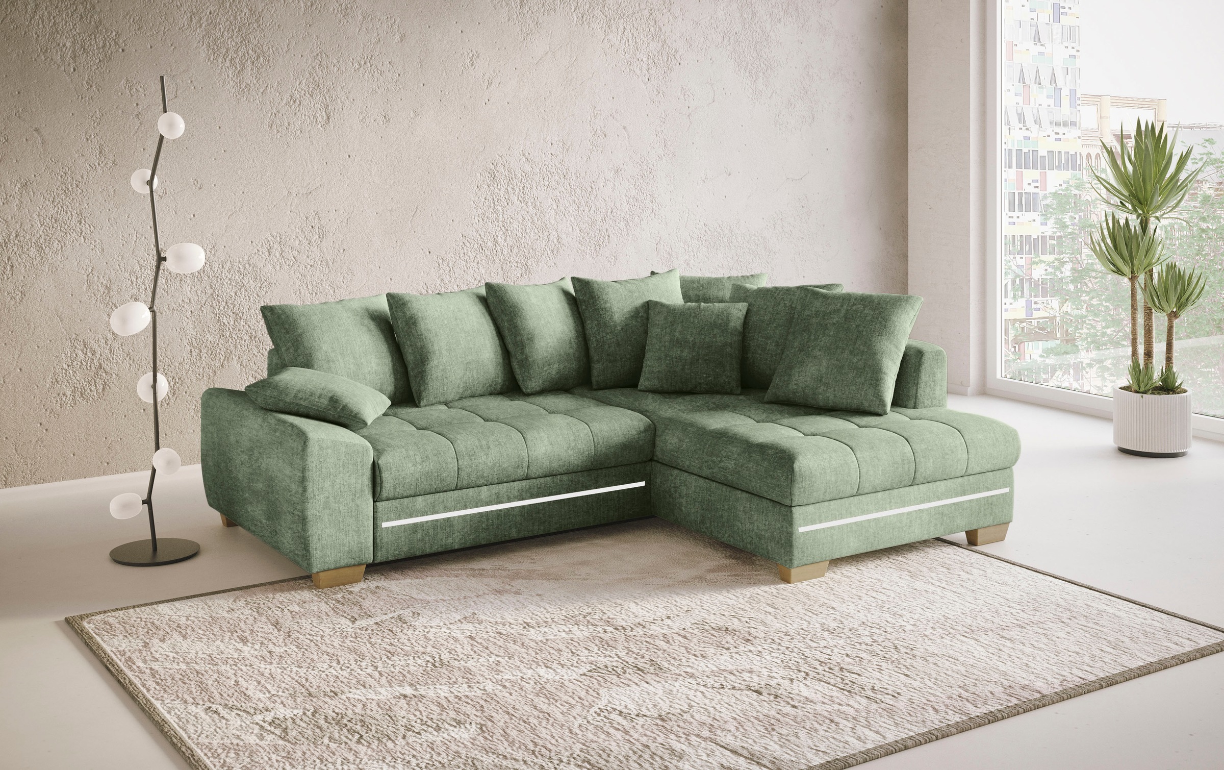 Mr. Couch Ecksofa »Nikita II, L-Form«, mit Kaltschaum, RGB-LED Beleuchtung, wahlweise mit Bett, Bettkasten