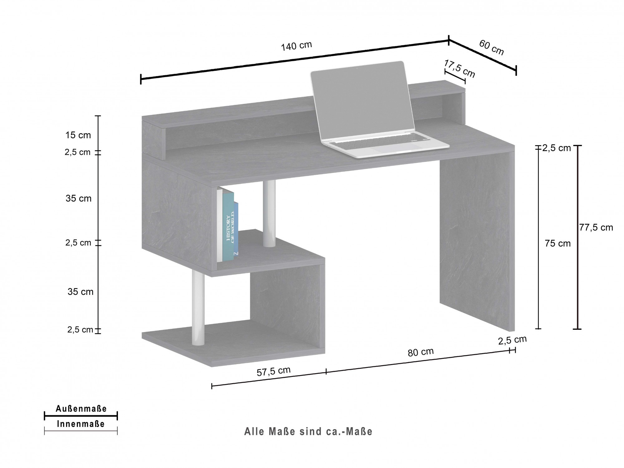 INOSIGN Schreibtisch »Esse, modernes Design«, in verschiedenen Breiten, mit und ohne Monitoraufsatz, Made in Italy
