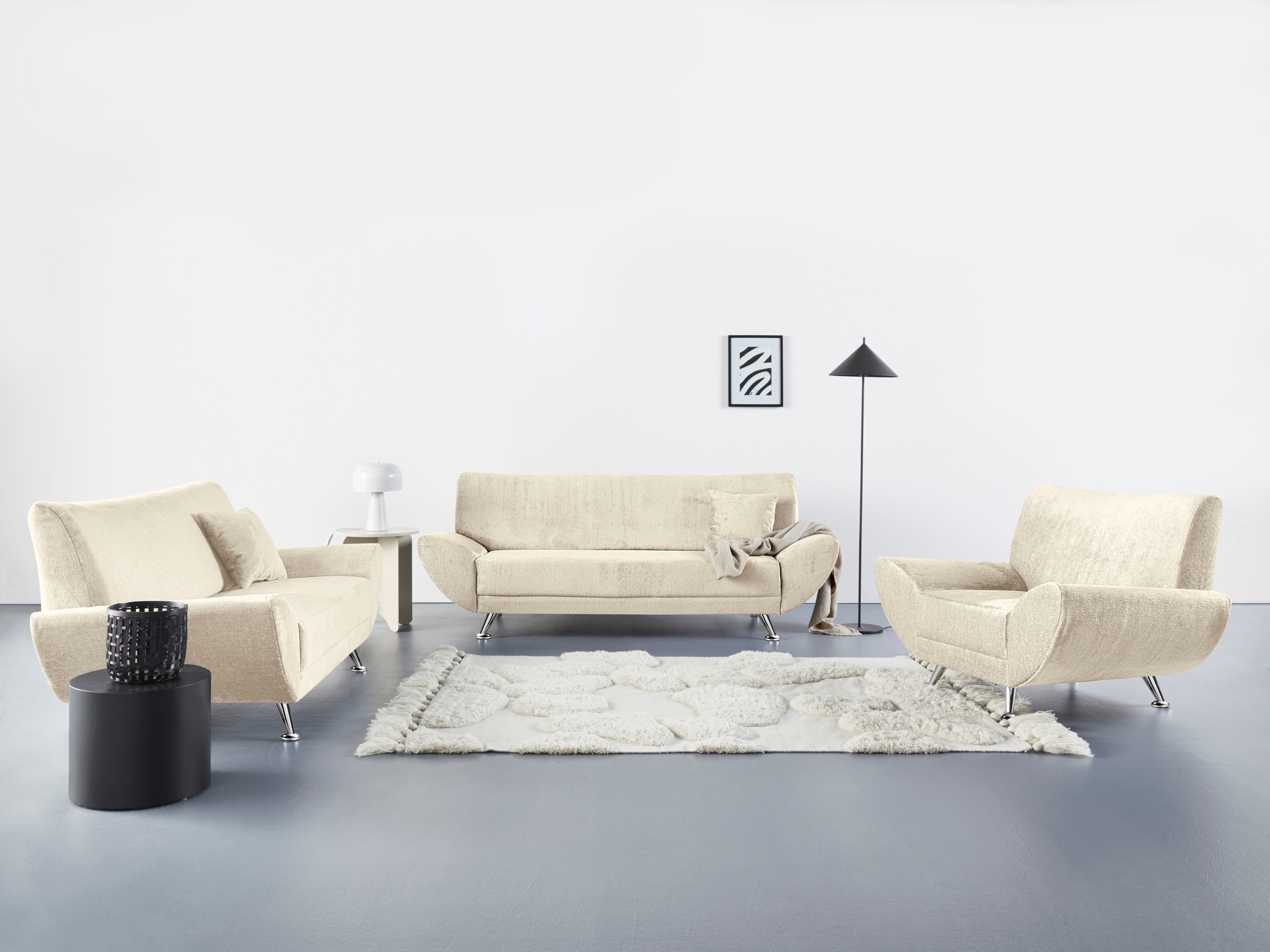Home affaire Polstergarnitur "Saltare elegant & komfortabel, 3-2-1, bequem, Designfuß" 3 Stk. tlg.