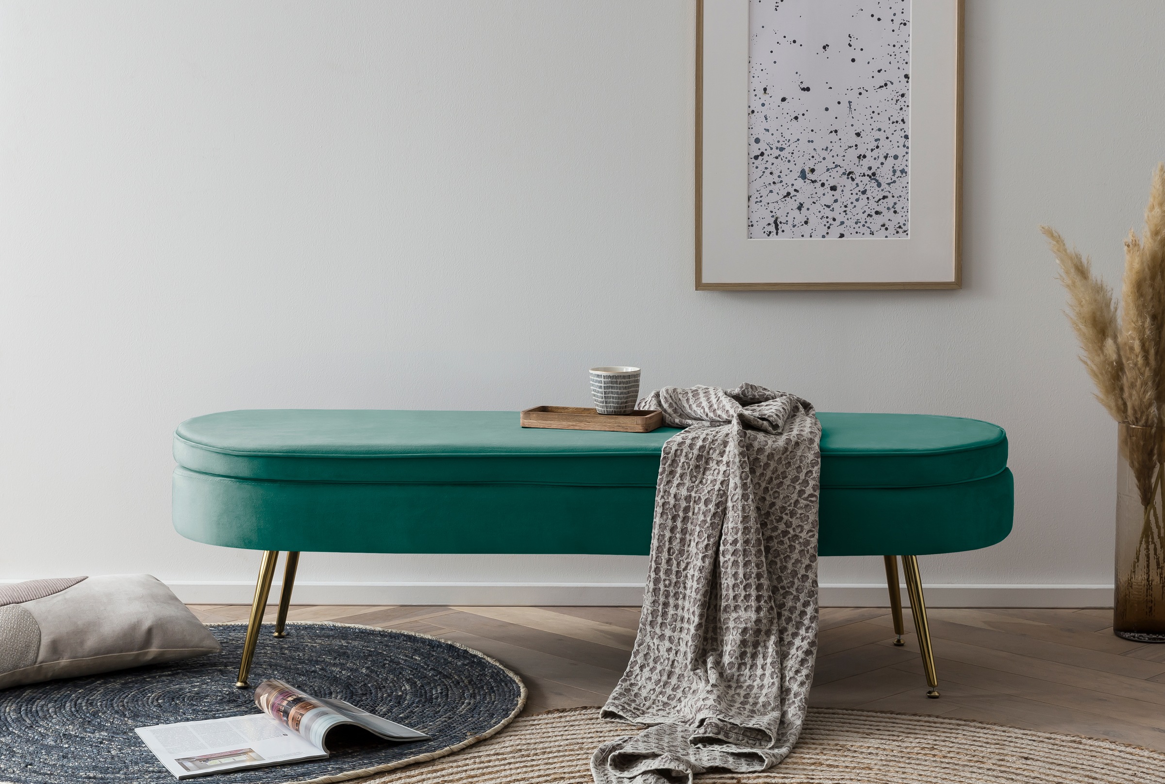 SalesFever Polsterbank »Clam Elegante Polsterbank«, Eleganz in Gold: Breite 142cm