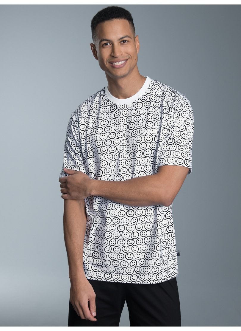 Trigema T-Shirt »TRIGEMA T-Shirt mit freundlichem Smiley-Muster«, (1 tlg.)