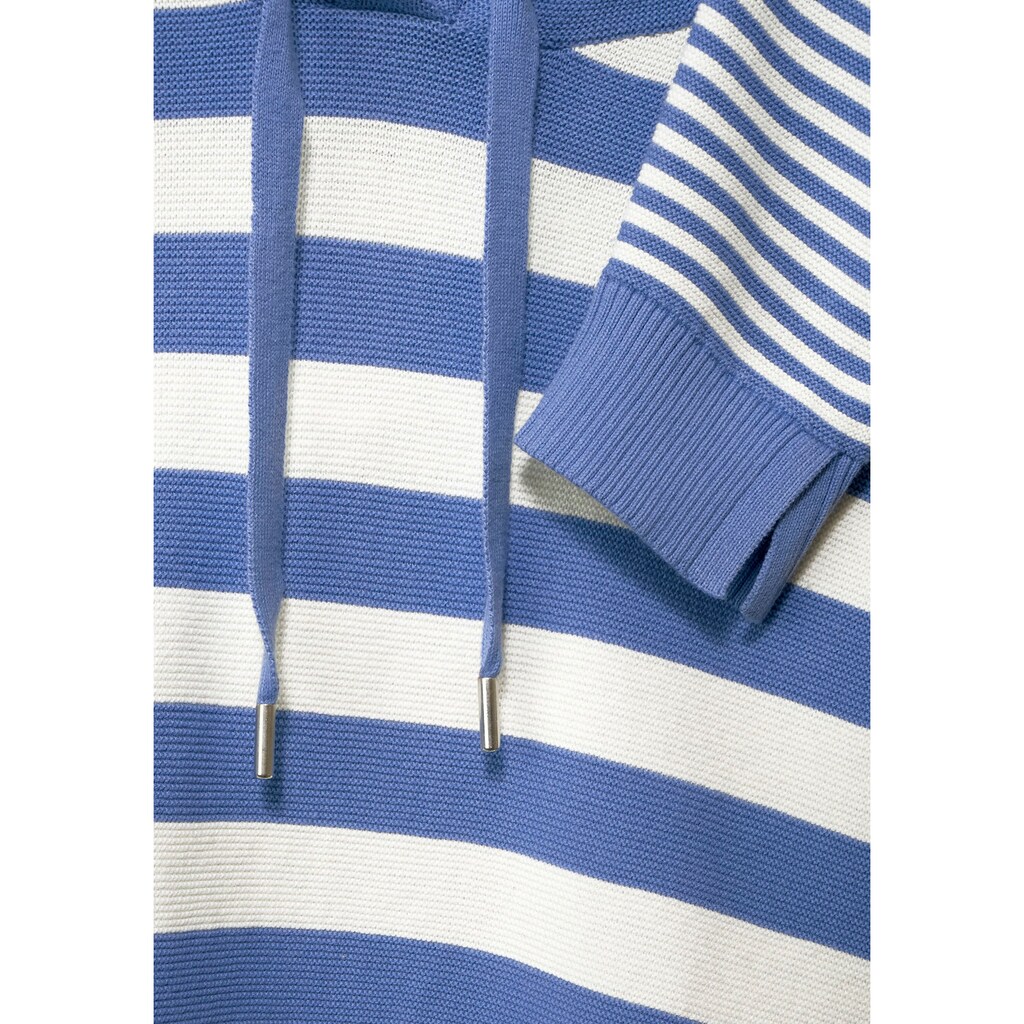 Damenmode Pullover Cecil Kapuzenpullover, im modischen Streifenmix blau-weiß-gestreift Damenmode Pullover Cecil Kapuzenpullover, im modischen Streifenmix blau-weiß-gestreift