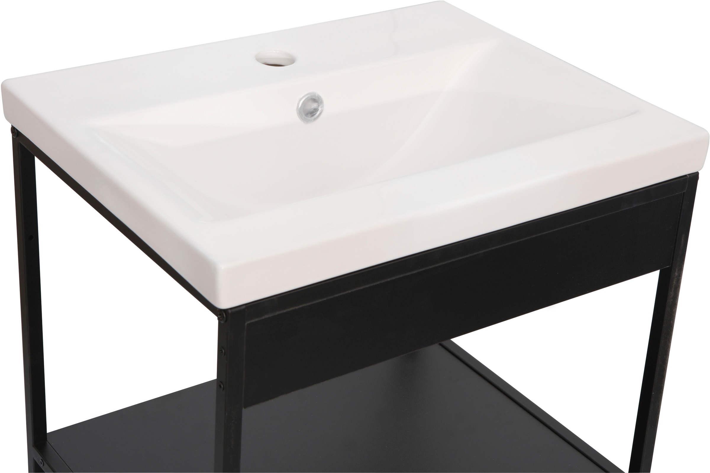 welltime Waschbecken "Lodi" 1 Stk. tlg. Rechteckiger Keramik-Einsatzwaschbecken in Weiß - (B/T/H) 52/40/18 cm