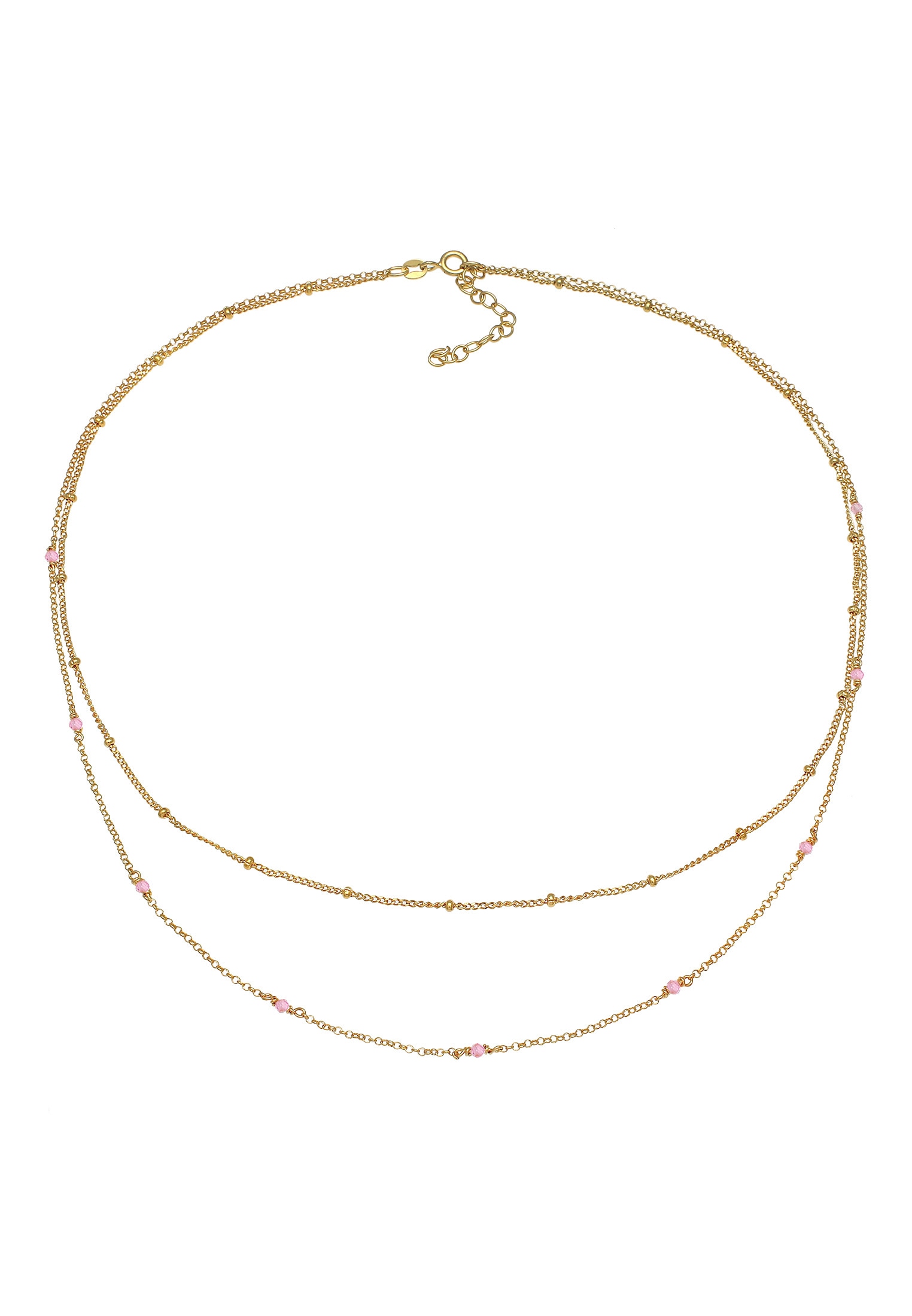 Elli Gliederkette »Layer Rosa Quarz Kugeln Beads 925 Silber«