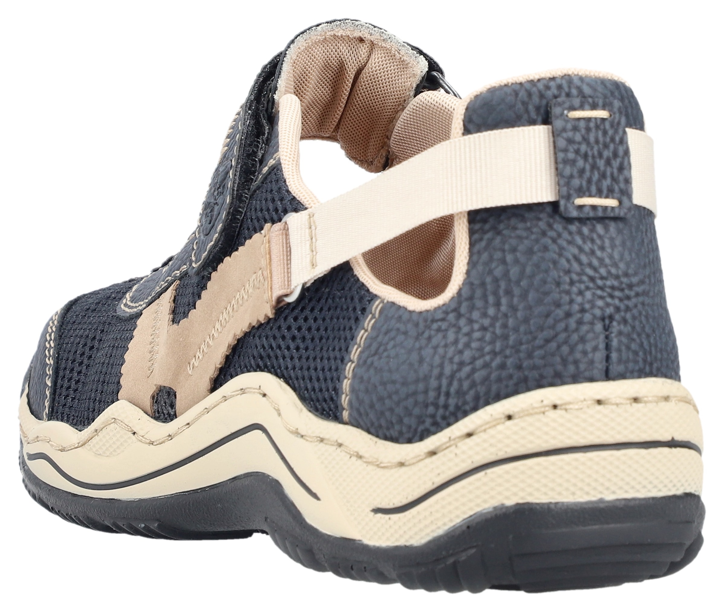 Rieker Klettschuh, Schlupfschuh, Slip on Sneaker mit farblich abgesetzten Ziernähten