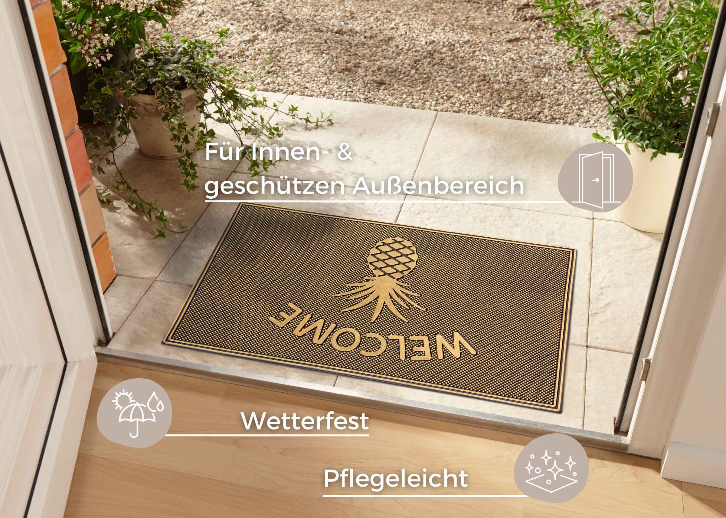 HANSE Home Fußmatte »Welcome, Türmatte«, rechteckig, 10 mm Höhe, Gummi, Schmutzfangmatte, Outdoor, Rutschfest, Innen, Gummimatte