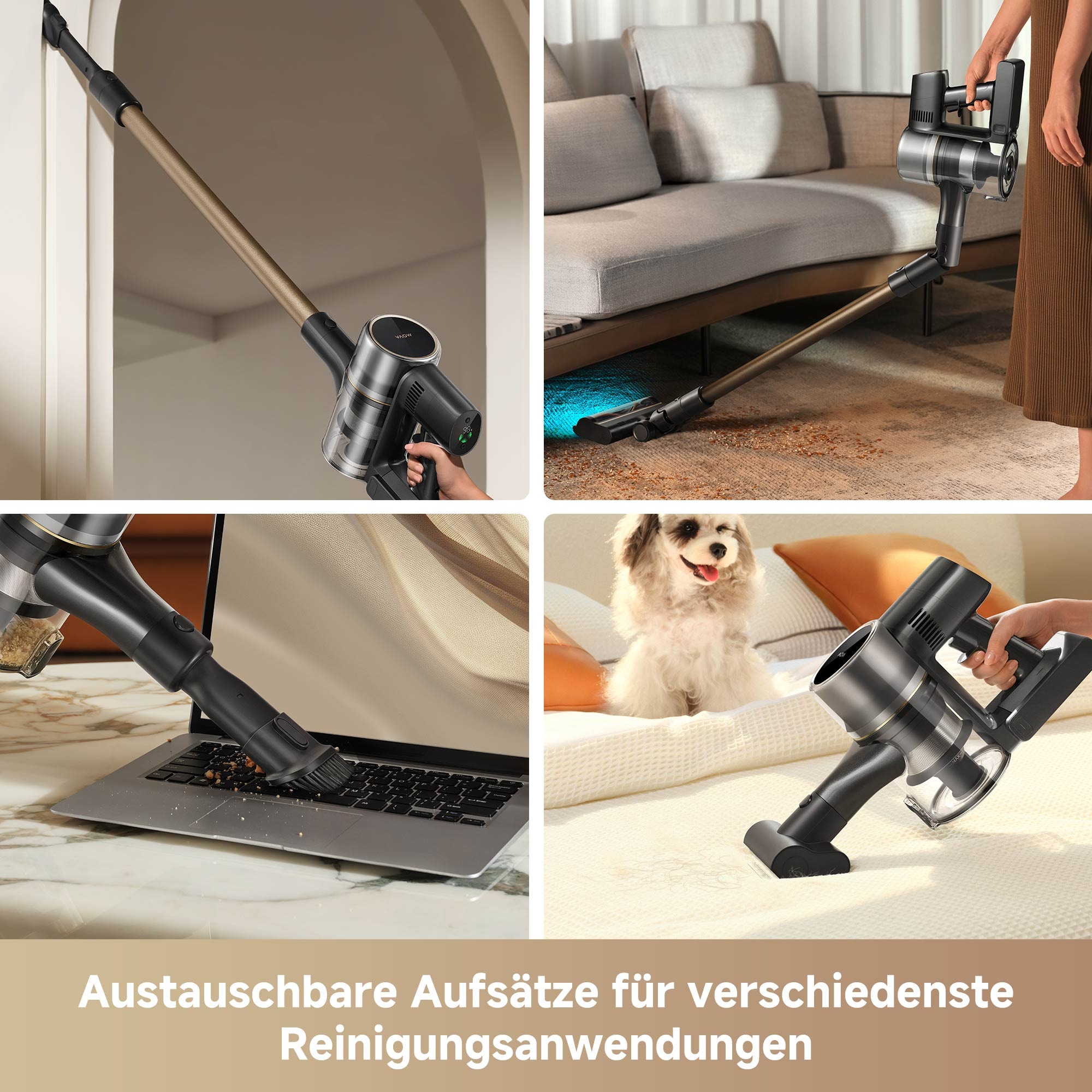 Mova Akku-Hand-und Stielstaubsauger »Mova S5 Sense, Kabelloser Vacuumsauger«, 27.000Pa Saugleistung/ Saugkraftanpassung/ Vielseitige Aufsätze
