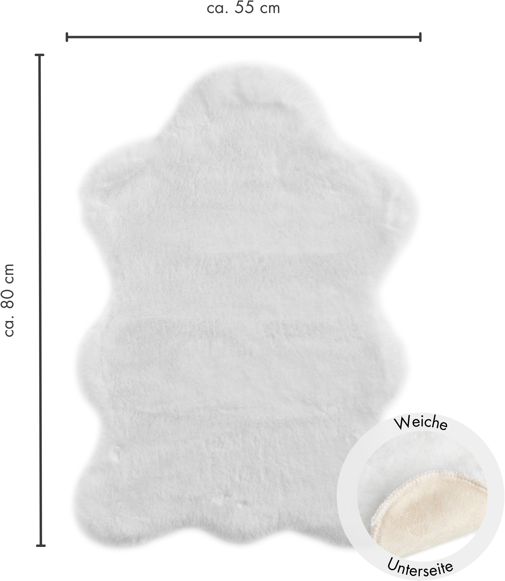 LUXOR living Fellteppich »Novara«, fellförmig, 30 mm Höhe, Kunstfell, weiche Kaninchenfell-Haptik, waschbar, auch als 2er Set