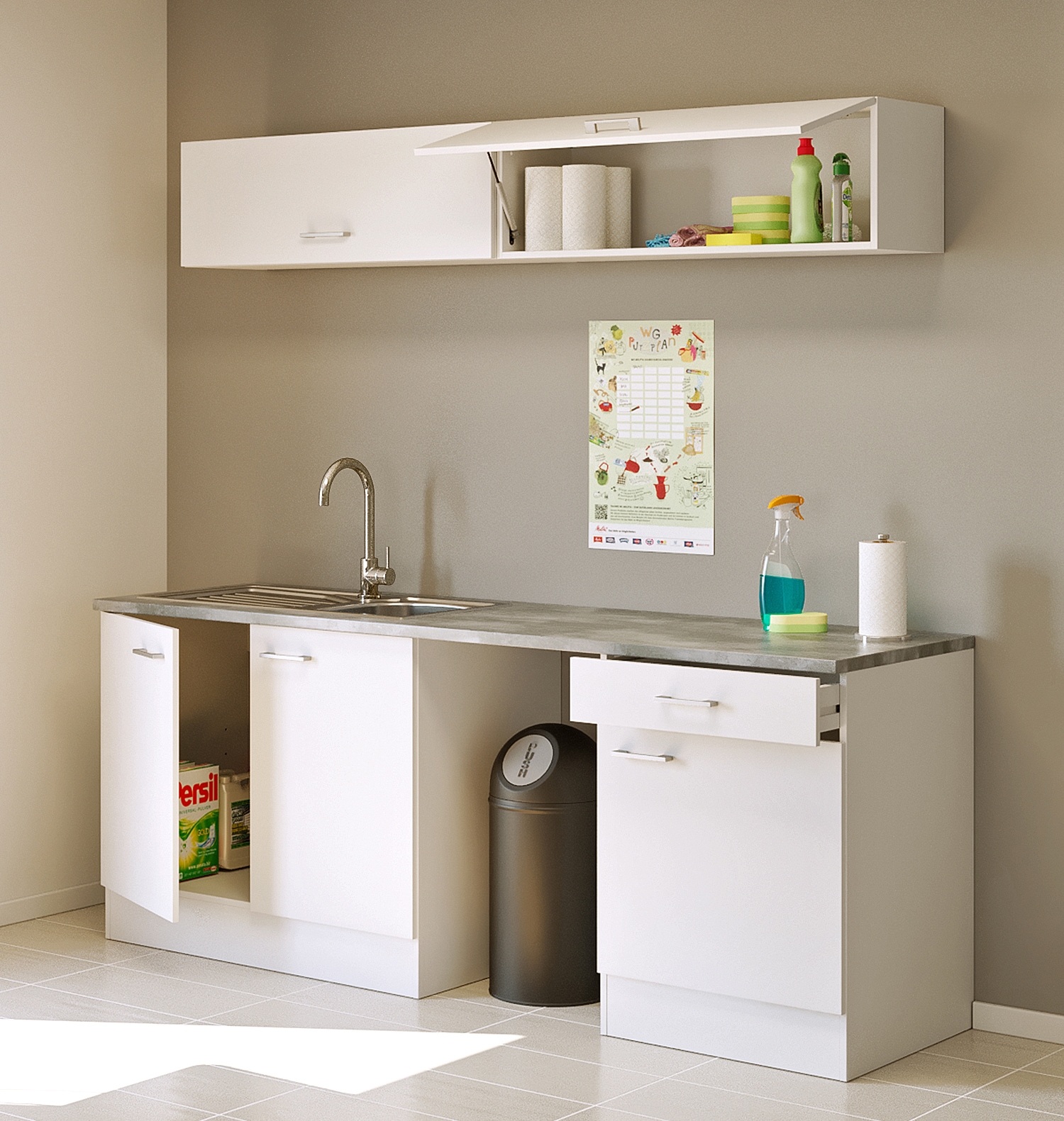 Flex-Well Mehrzweckschrank-Set »L-210-1618-000-Lucca«, (Komplett-Set), Gesamtbreite 210 cm, inkl. Einbauspüle