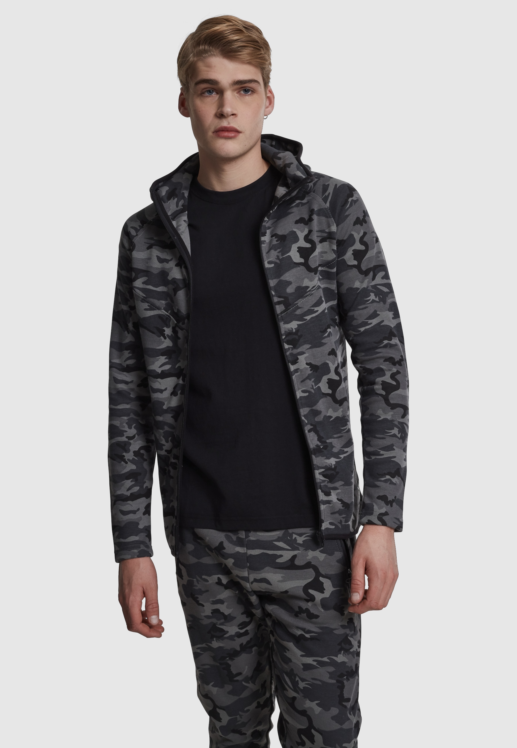 URBAN CLASSICS Langmantel »Urban Classics Herren Interlock Camo Zip Jacket«