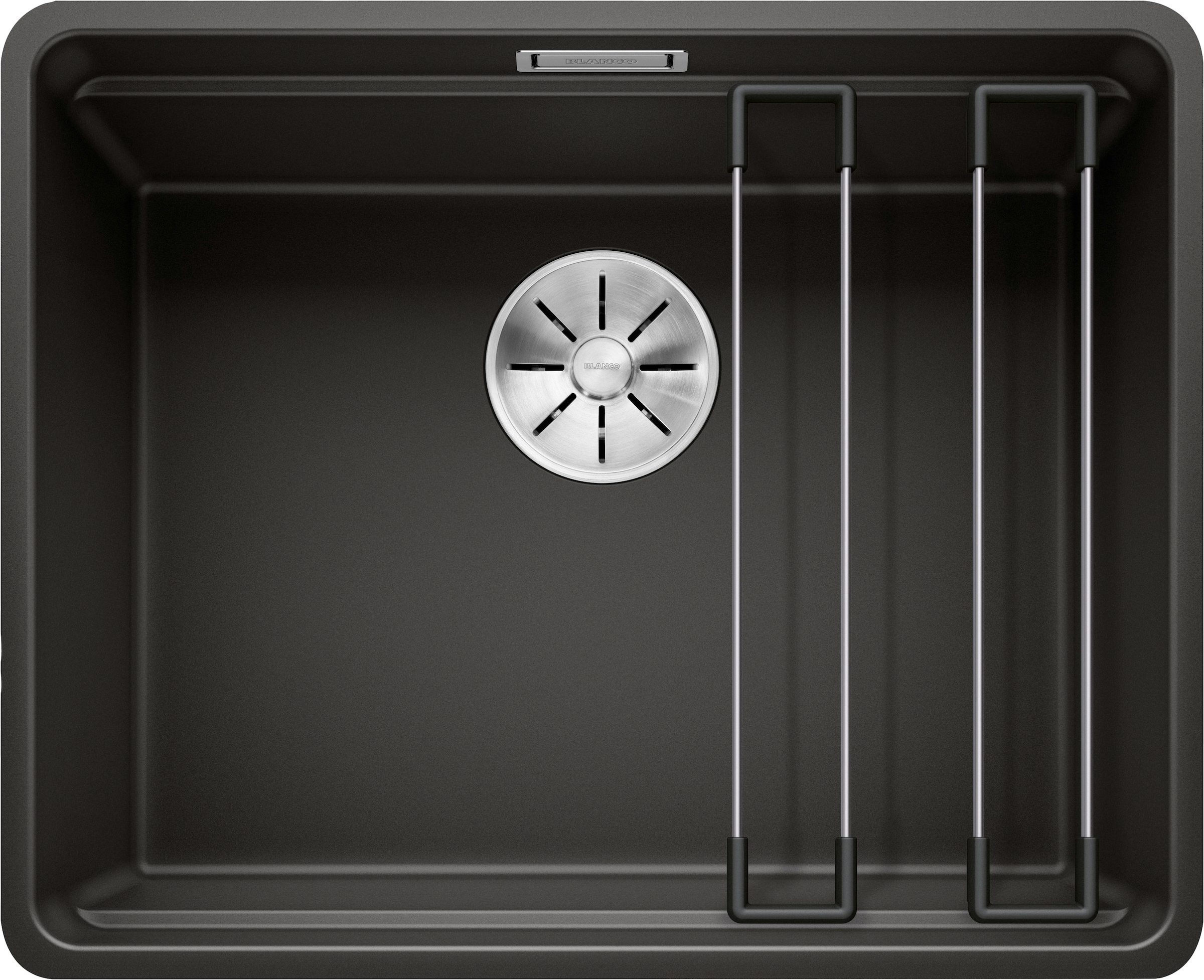 BLANCO Granitspüle "ETAGON 500-F", beidseitig, schwarz, Küchenspülen, inklusive 2 Gratis ETAGON-Schienen aus Edelstahl