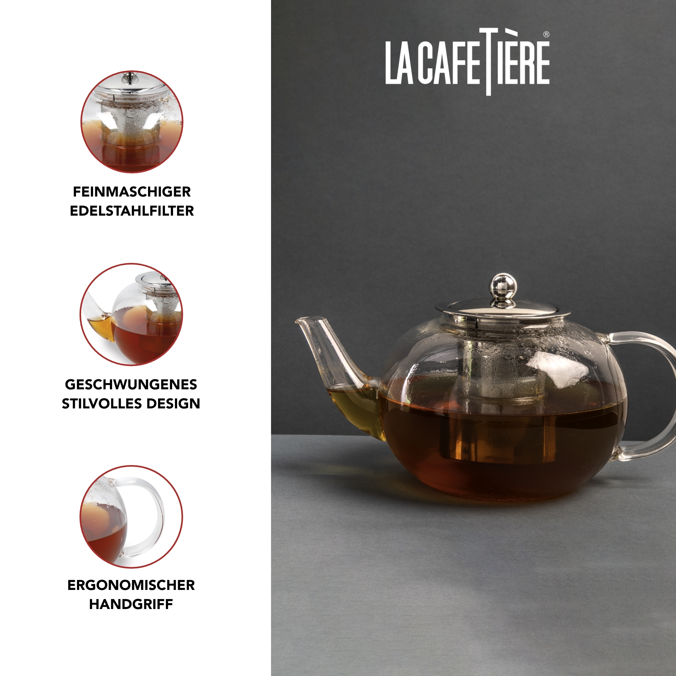 La Cafetière Teekanne »La Cafetière Le Teapot«, 1,5 l, (1 St.), aus Glas mit losem Blatt und Teesieb