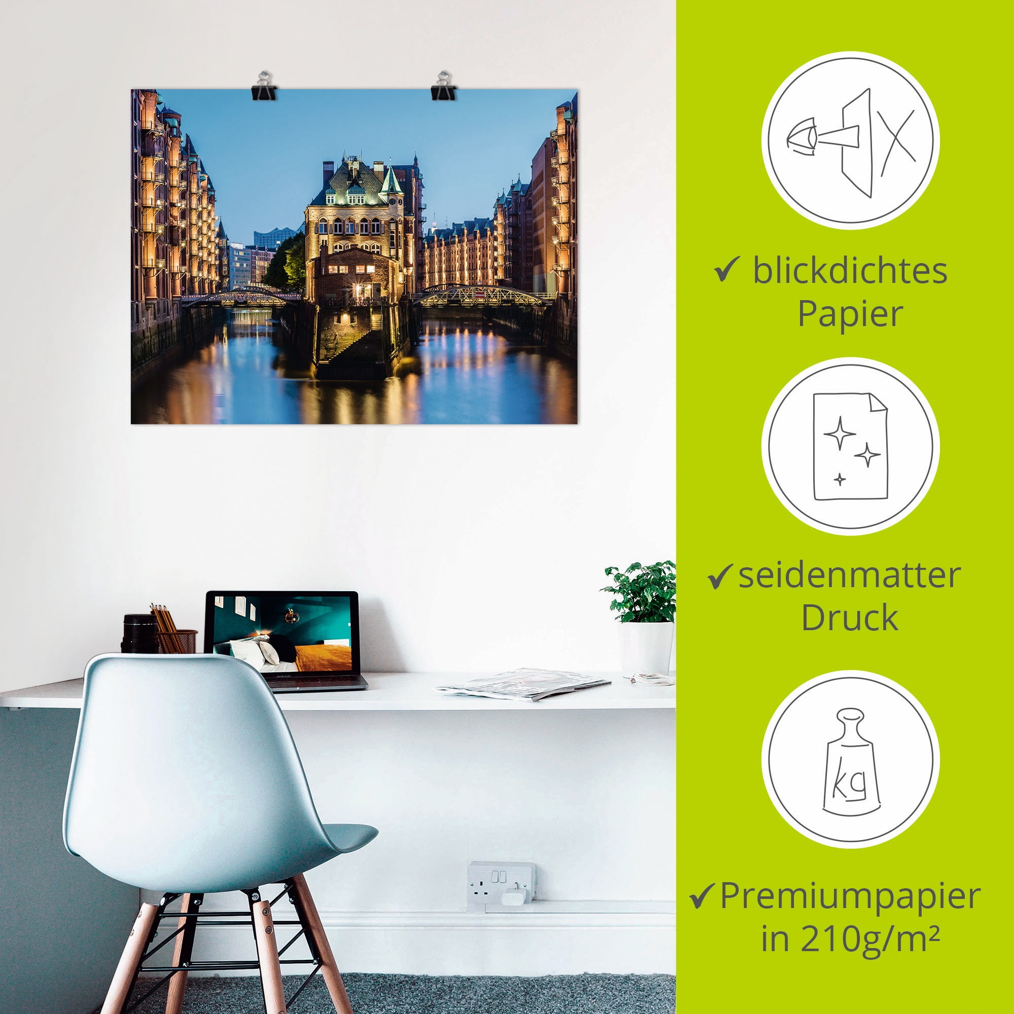 Artland Wandbild »Hamburg Wasserschloss in Speicherstadt 2«, Gebäude, (1 St.), als Alubild, Outdoorbild, Poster in verschied. Größen