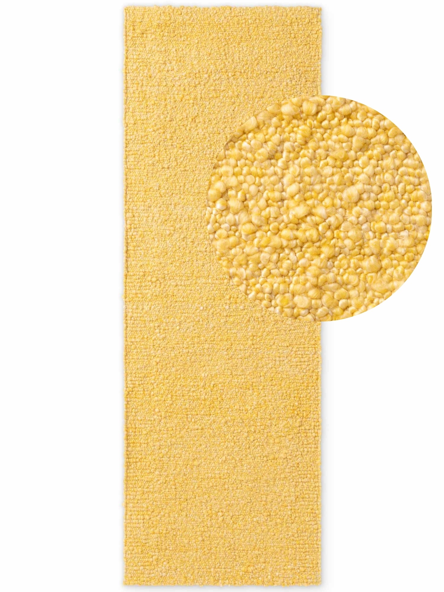 Ted Baker Portobello Handwoven Soft Plain Living Room Rug in Yellow | Size: 80cm x 300cm