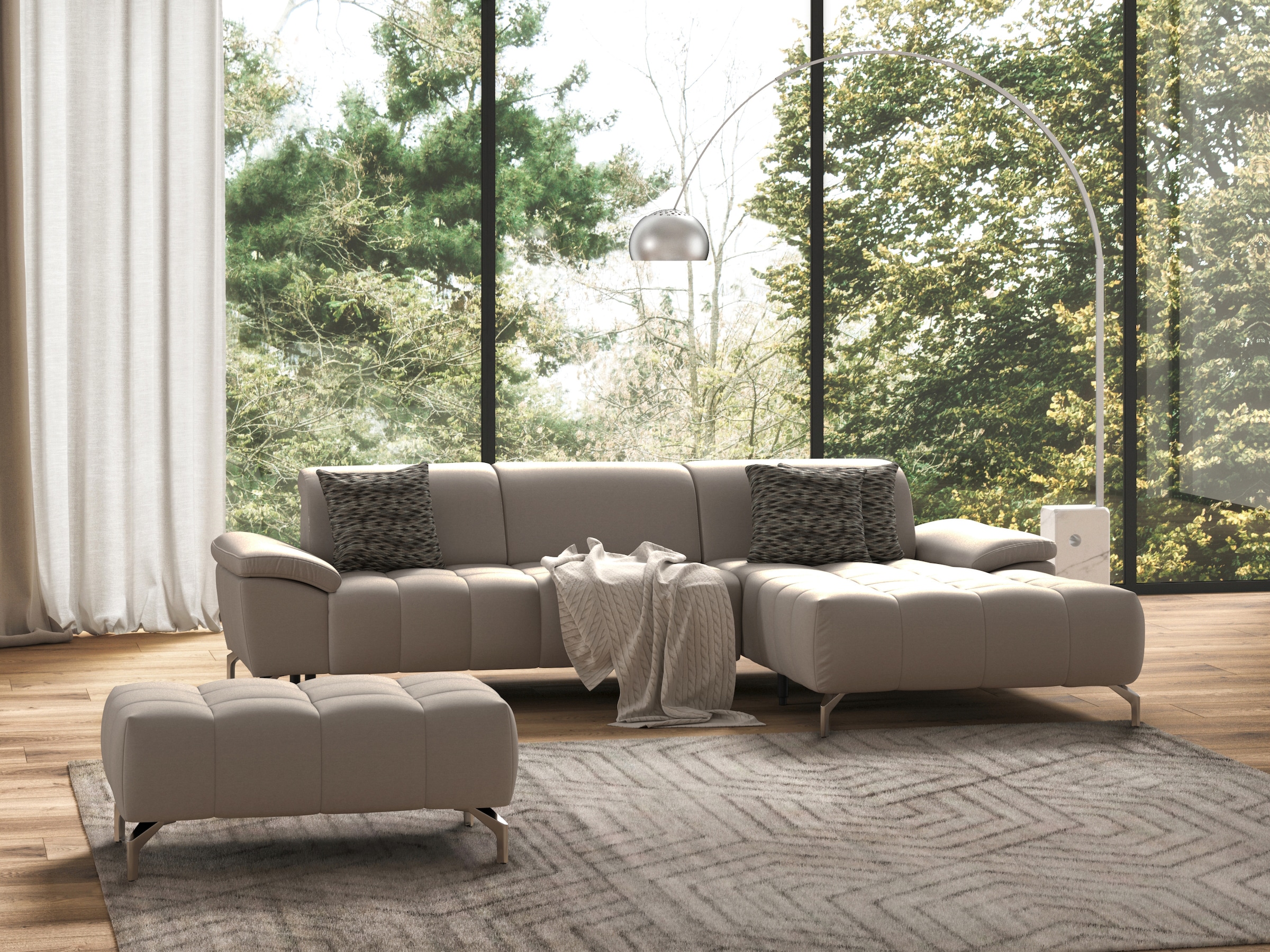 sit&more Ecksofa "Cool L-Form" wahlweise mit Kopfteilverstellung und Vorziehsitz, motorisch