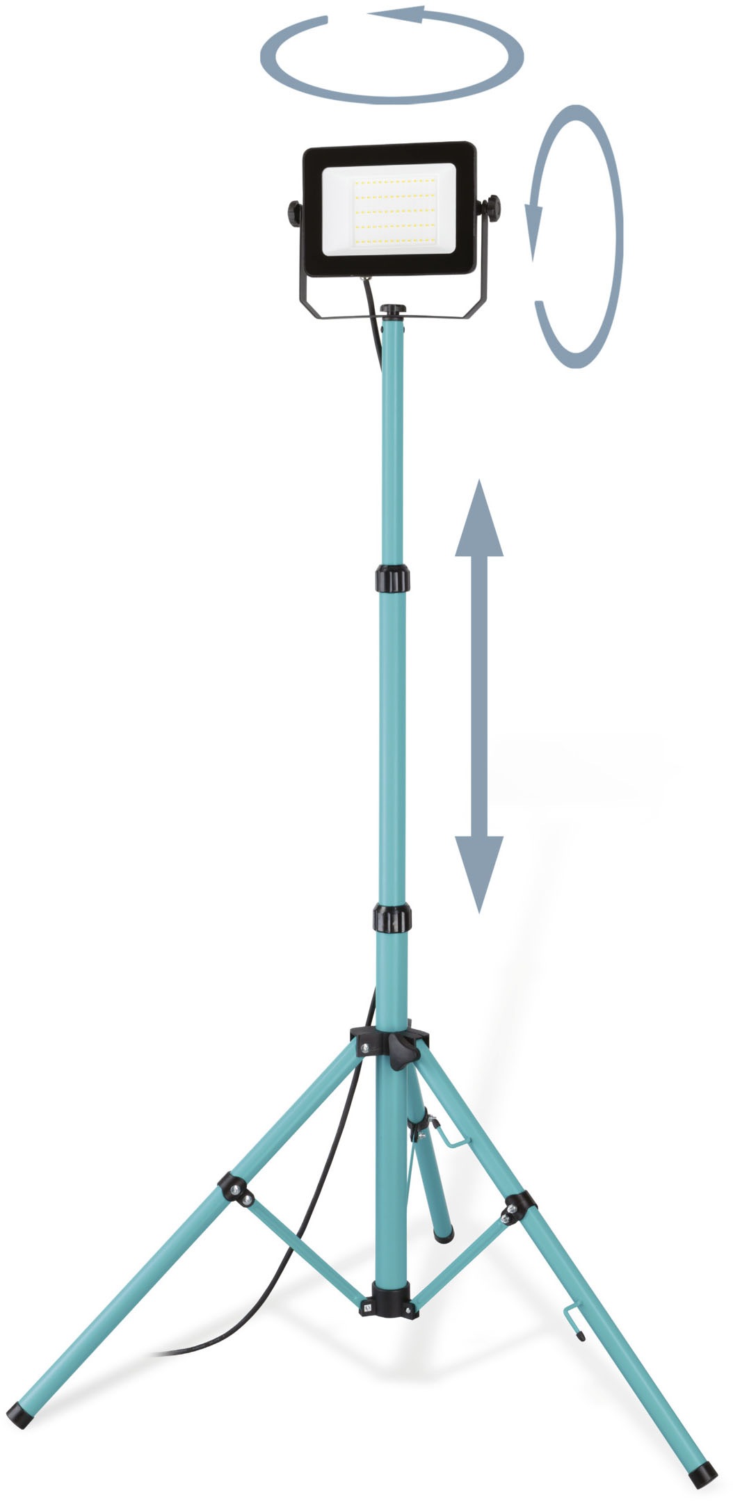 EGLO Deckenstrahler »AVELAR Strahler - Alu, Kunststoff - LED - 52W - IP65« LED-Modul 1 Stk. Neutralweiß Baustrahler, Arbeitsleuchte, Arbeitsscheinwerfer, L75xB68,5xH190,5cm
