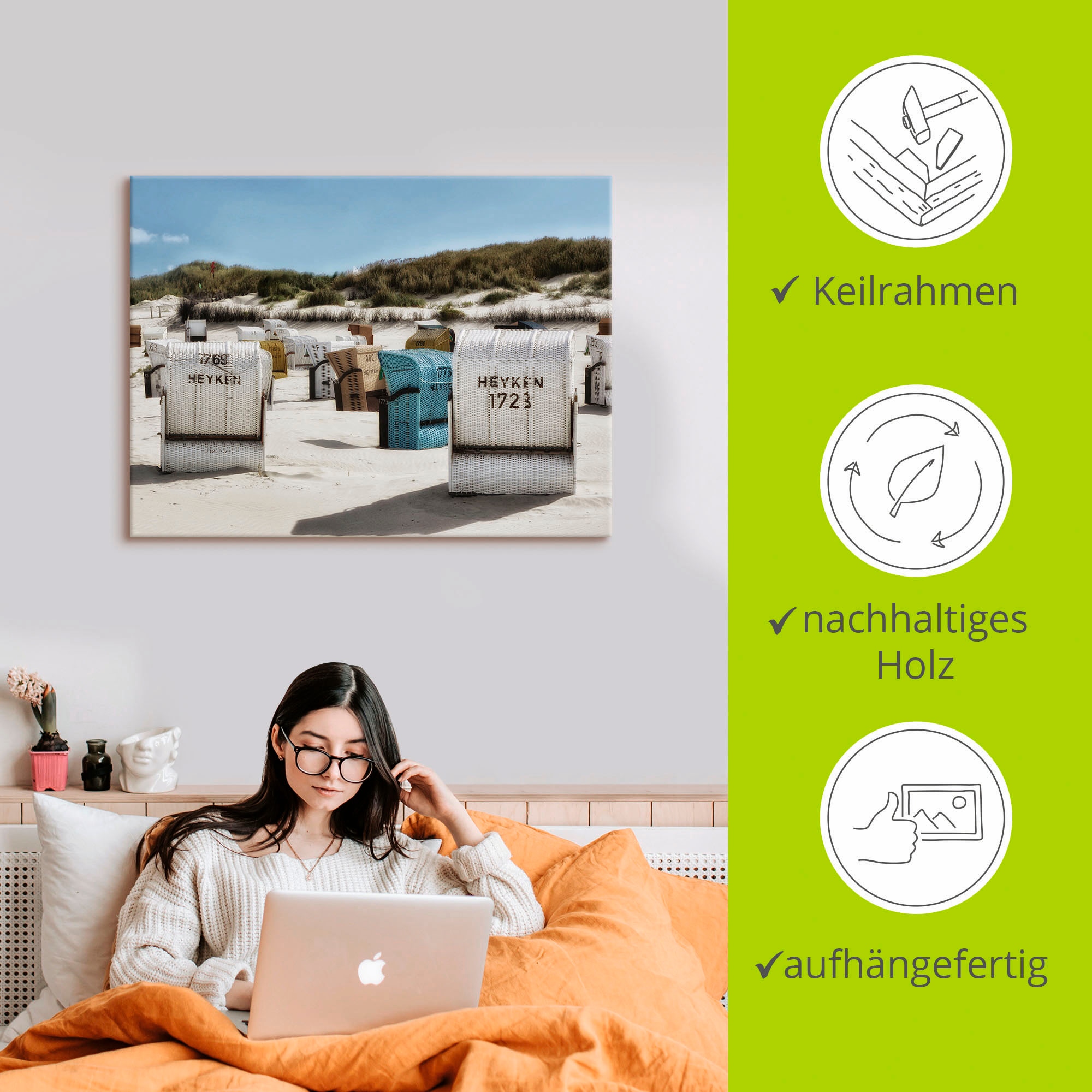 Artland Wandbild »Ein Tag am Meer«, Strand, (1 St.), als Leinwandbild, Poster, Wandaufkleber in verschied. Größen