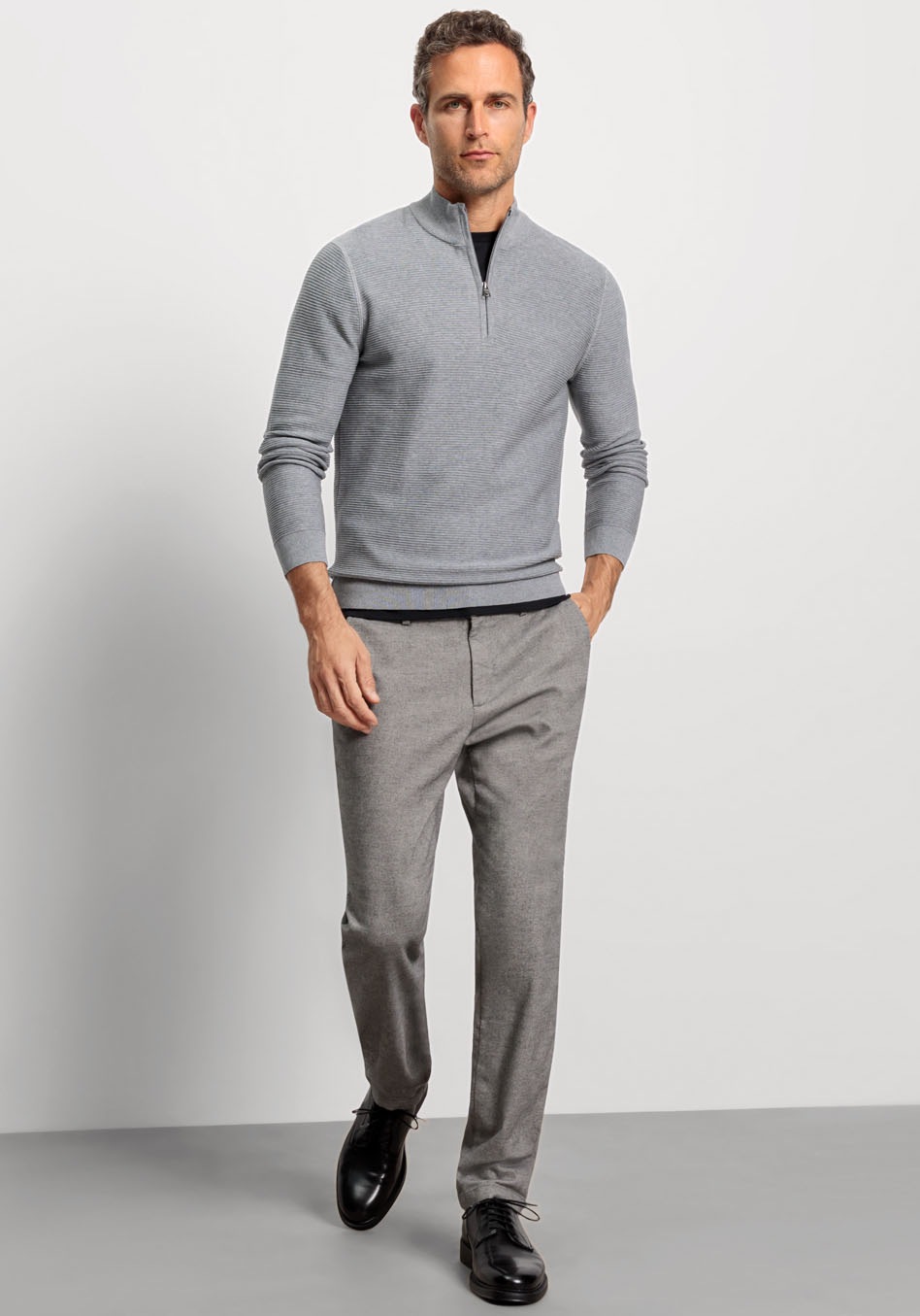 OLYMP Strick Casual Troyer Homme Gris 4XL 3