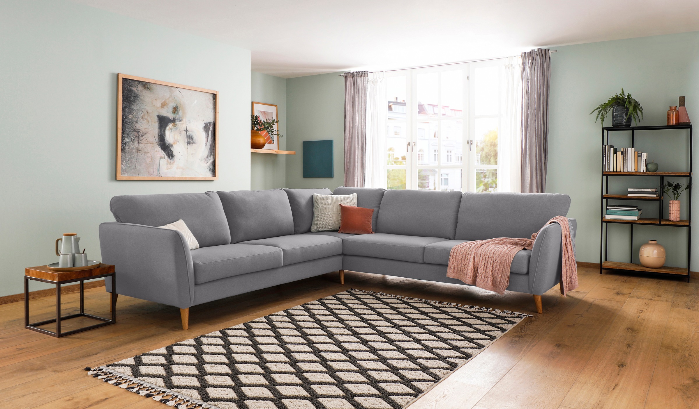 Home affaire Ecksofa "MARSEILLE 278/278 cm, L-Form, Webstoff, Flachgewebe, günstig online kaufen