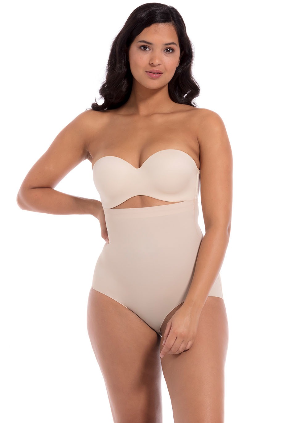 Shapingslip MAGIC BODYFASHION "Maxi Hi-Brief", Damen, Gr. M, braun (latte), Obermaterial: 54% Polyamid, 46% Elasthan, unifarben, eng, Unterhosen, Maximale Größe von S bis 4XL 2