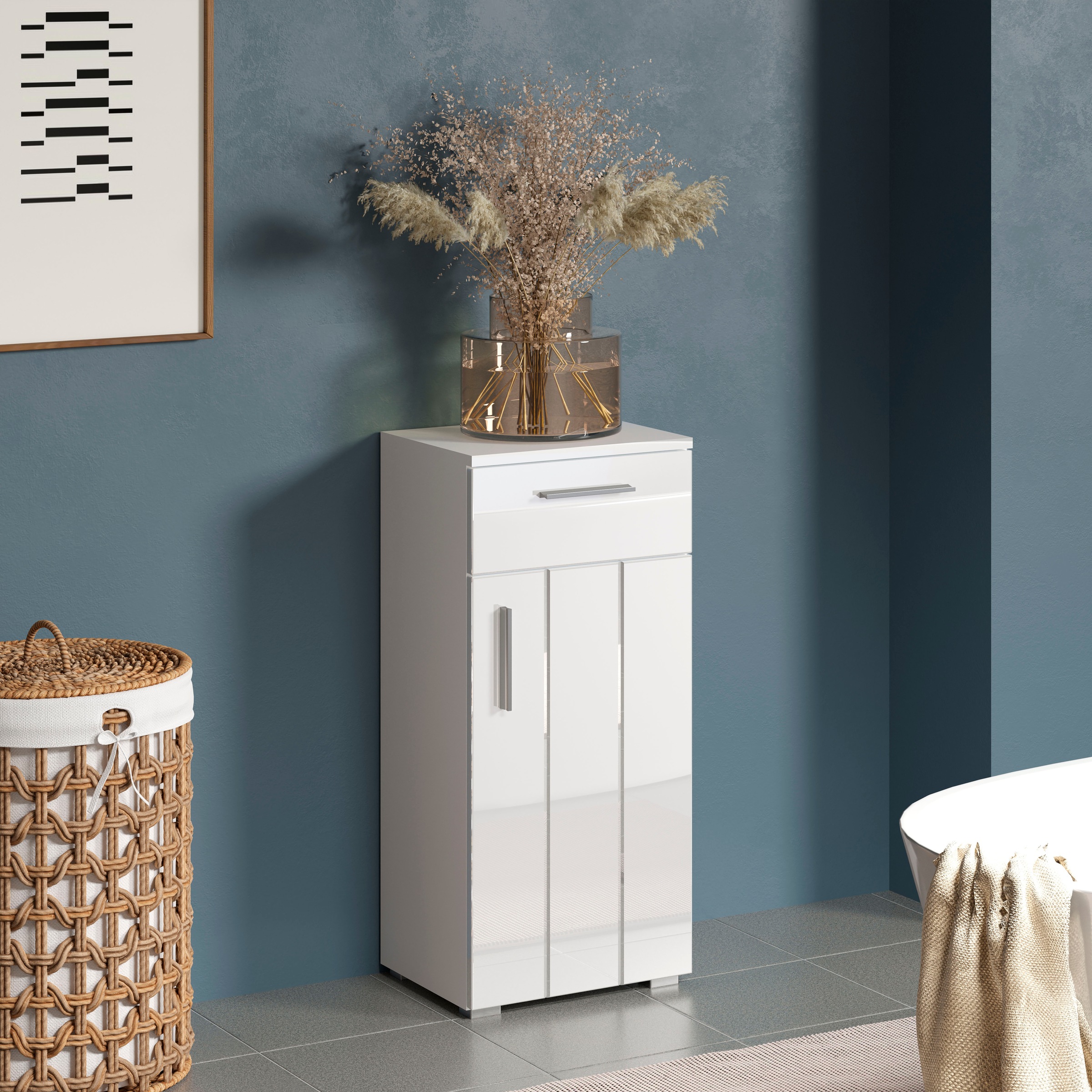 welltime Unterschrank »Prag«, (1 St.), Standschrank mit wechselbarem Türanschlag - (B/T/H) 37/31/83 cm