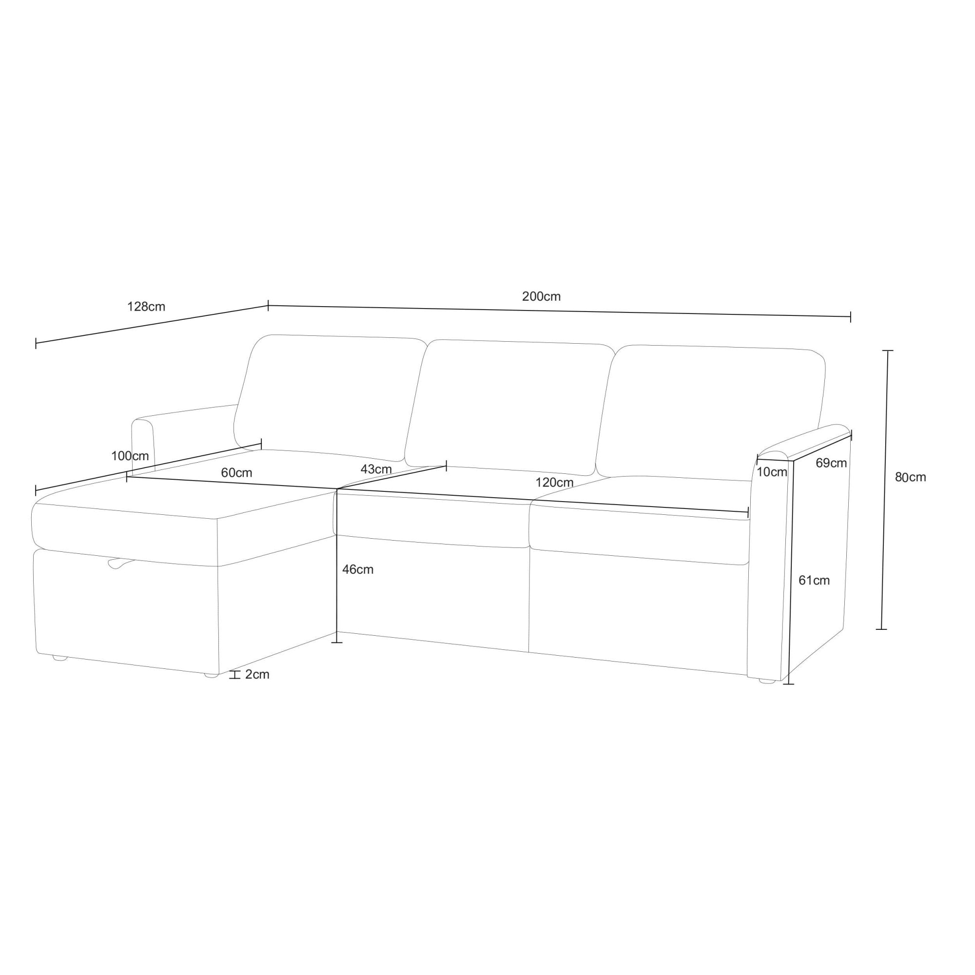 Dorel Home Ecksofa »NORDHUS, L-Form, 200 cm, Recamiere rechts/links montierbar« Recamiere, Stauraum, Cord und feiner Webstoff-Bezug