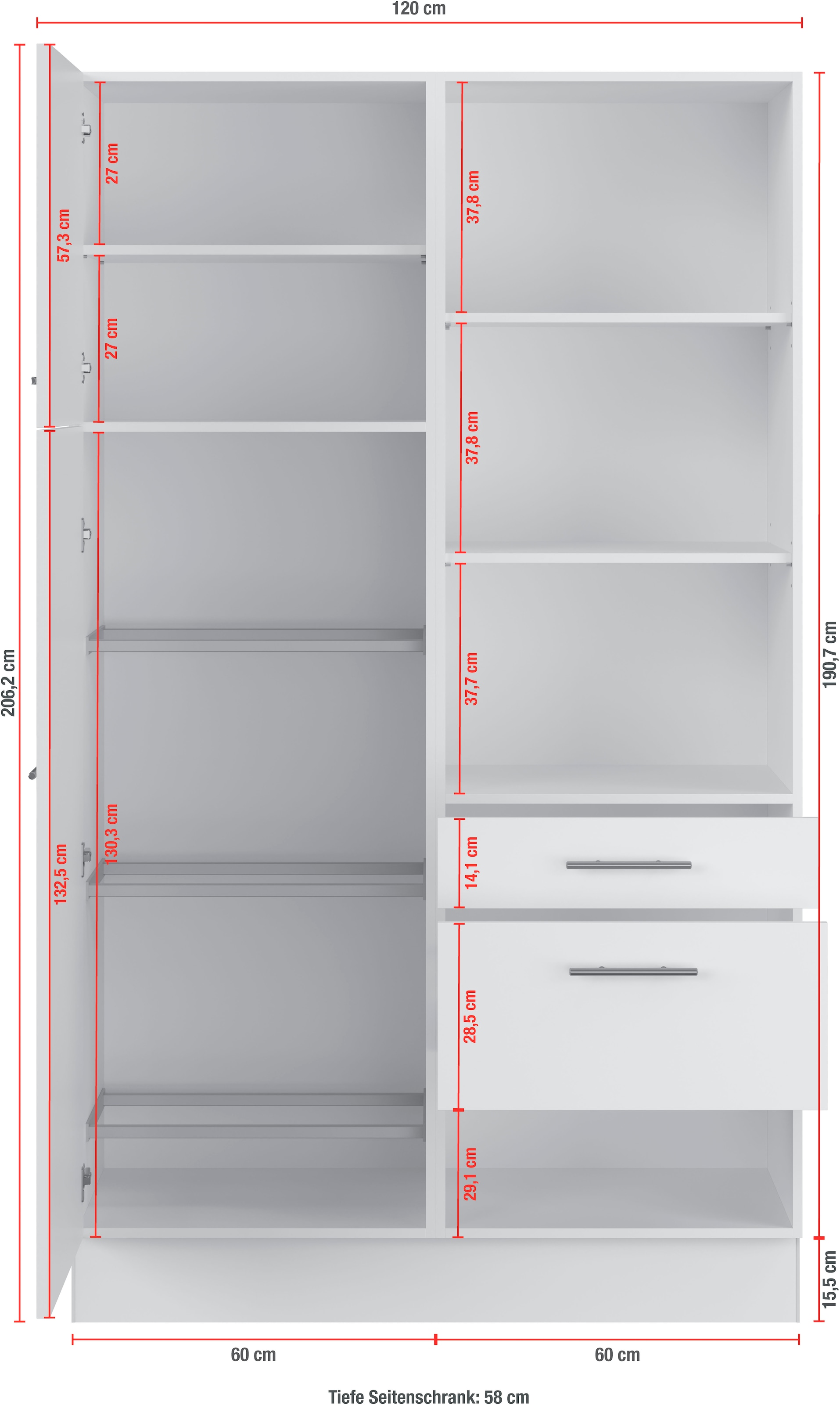 IMPULS KÜCHEN Mehrzweckschrank-Set, (3 St.), Vielfältige Varianten verfügbar; kombinierbar mit anderen Artikeln
