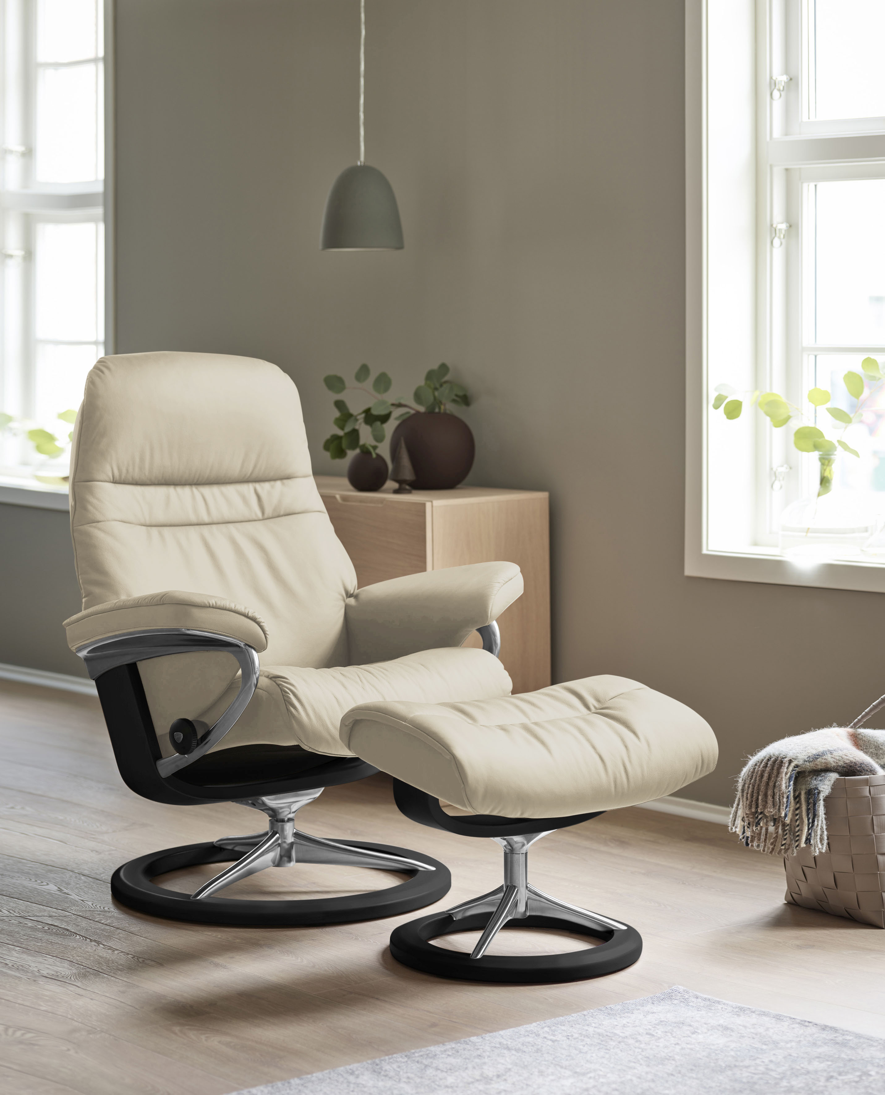 Stressless Relaxsessel "Sunrise" Relaxsessel mit Hocker, mit Signature Base, Größe M, Gestell Schwarz