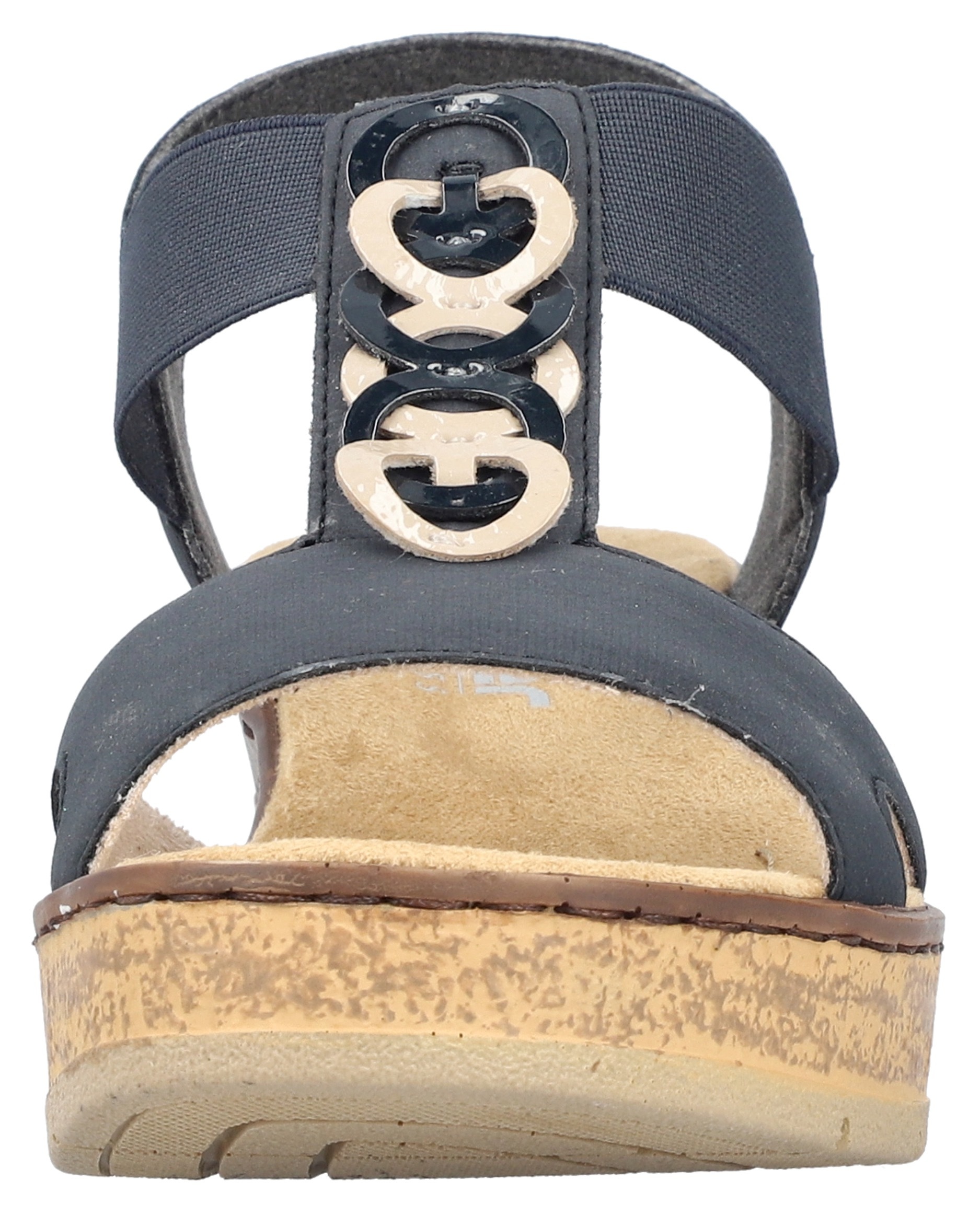 Rieker Keilsandalette, Sommerschuh, Sandale, Plateausandale mit Gummizug für guten Sitz
