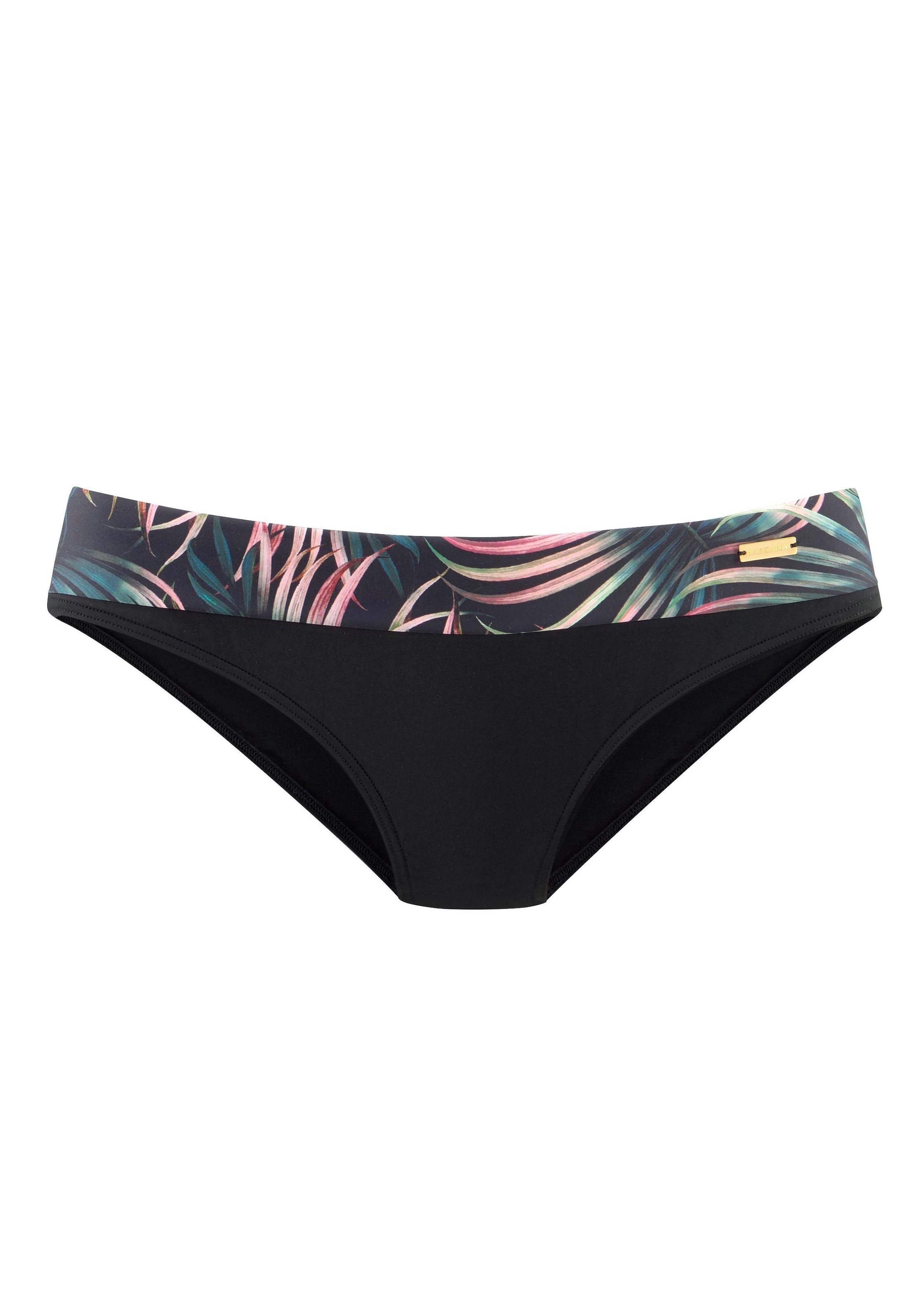 LASCANA Bikini-Hose »Reese«, mit Umschlagbund und Palmendruck