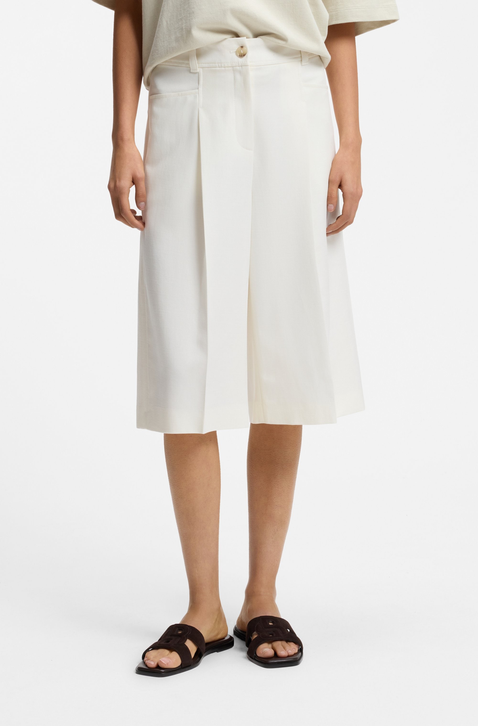 BOSS ORANGE Bermudas "Talarina Premium Damenmode" aus softem Baumwoll-Leinen-Mix
