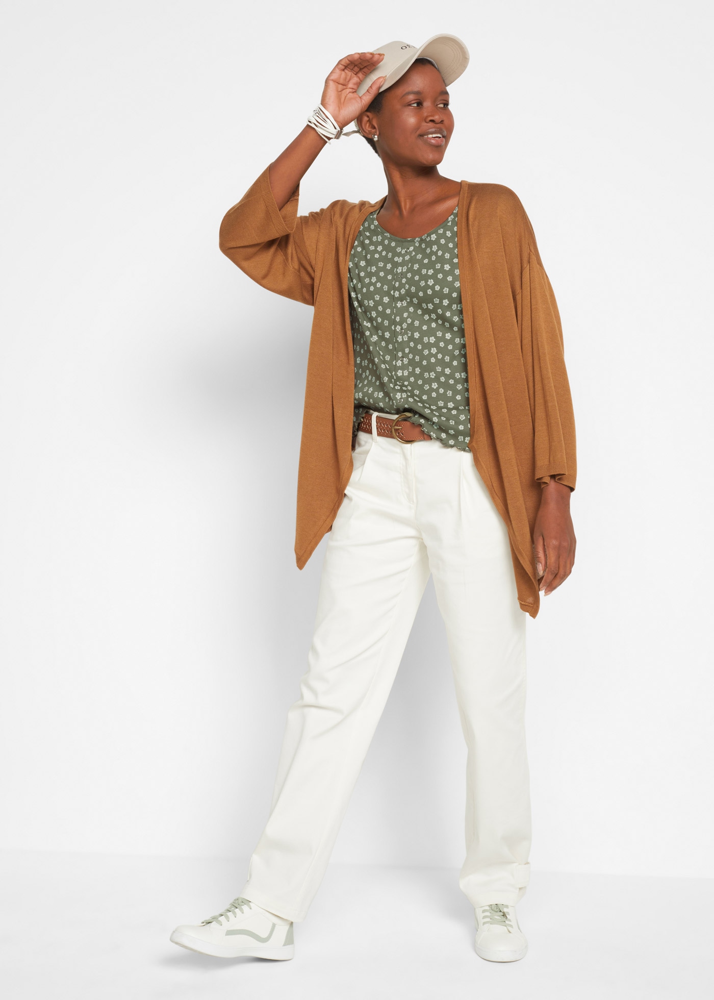 bonprix T-Shirt »Ripp-Shirt mit Blumendruck, Halbarm« Ripp-Shirt mit Blumendruck, Halbarm