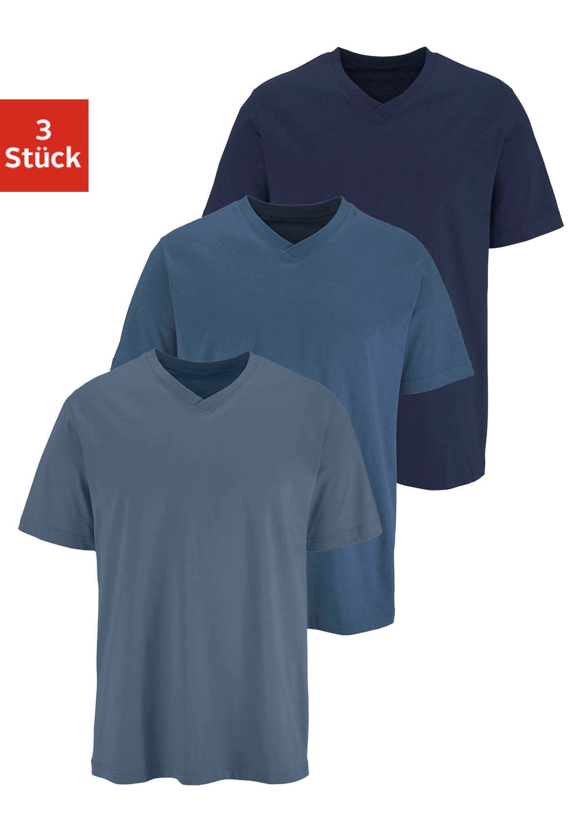 H.I.S T-Shirt Packung, 3 Stk. tlg. mit V-Ausschnitt aus Baumwolle, Unterhem günstig online kaufen