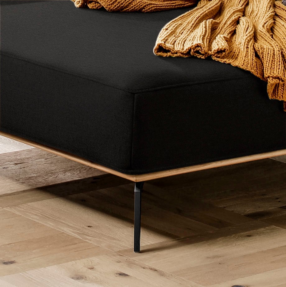 W.SCHILLIG Ecksofa »run, Designsofa mit tollem Sitzkomfort, bequem, L-Form«, mit Holzsockel, Füße in Schwarz pulverbeschichtet, Breite 279 cm