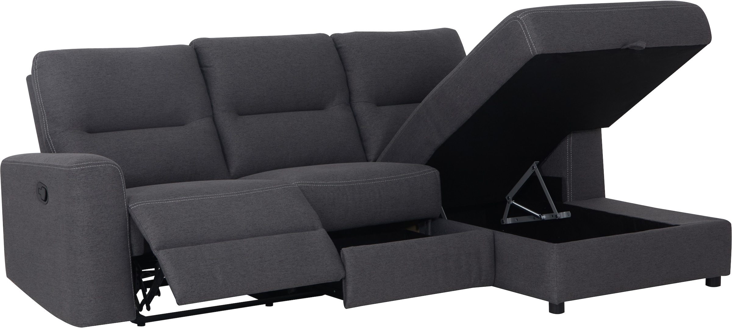 Home affaire Ecksofa »VENOIR, L-Form, 250 cm, manuelle u. elektrische Funktion (m. USB A/C)«, Stauraum unter der Recamiere, 2. Staufach, Federkern