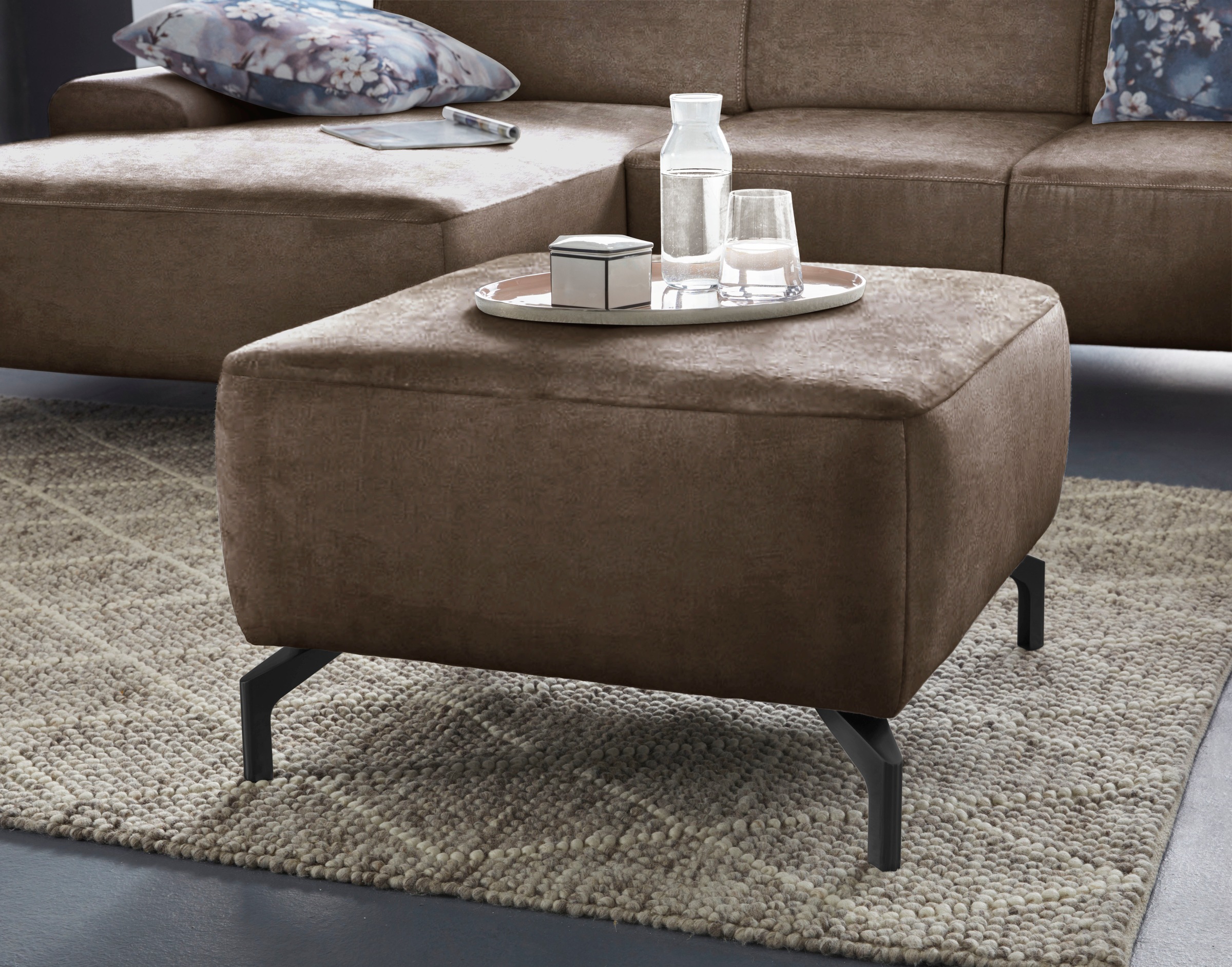 sit&more Hocker »Gizeh« Fußhöhe 15 cm, wahlweise in 2 unterschiedlichen Fußfarben