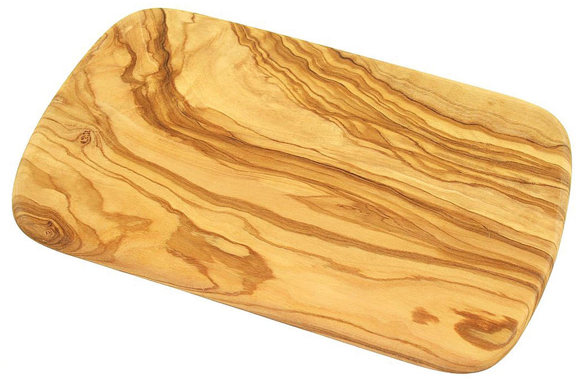 Olivenholz-erleben Frühstücksbrett »mit abgerundeten Ecken aus hochwertigem naturbelassenem Olivenholz«, (Set, 4 St., 4x Frühstücksbrett runde Kanten), Mediterraner Look, abgerundete Ecken, je Gr. 22x14 cm