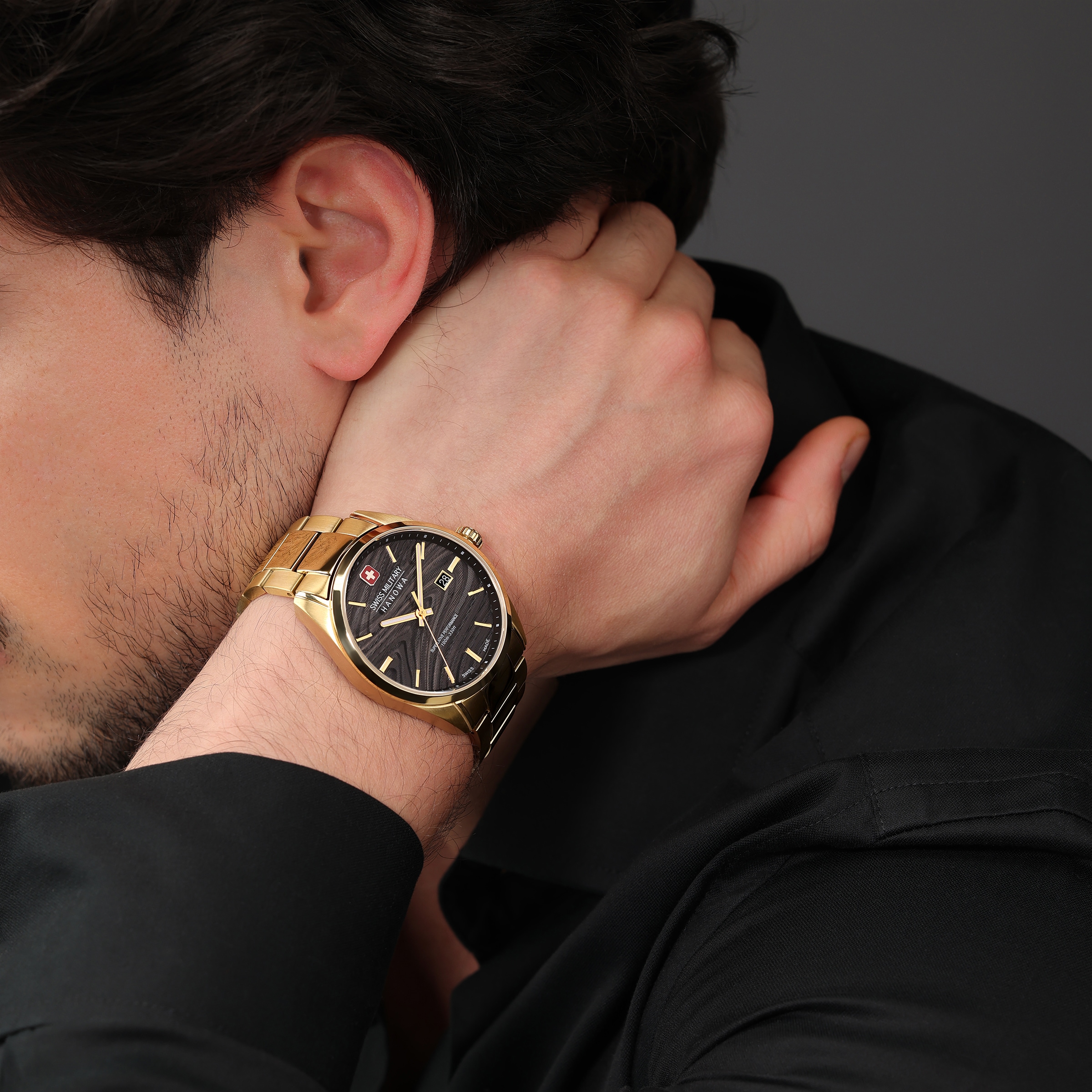 Swiss Military Hanowa Quarzuhr »Golden Beech« Armbanduhr, Herrenuhr, Swiss Made, Edelstahlarmband, analog, Tag