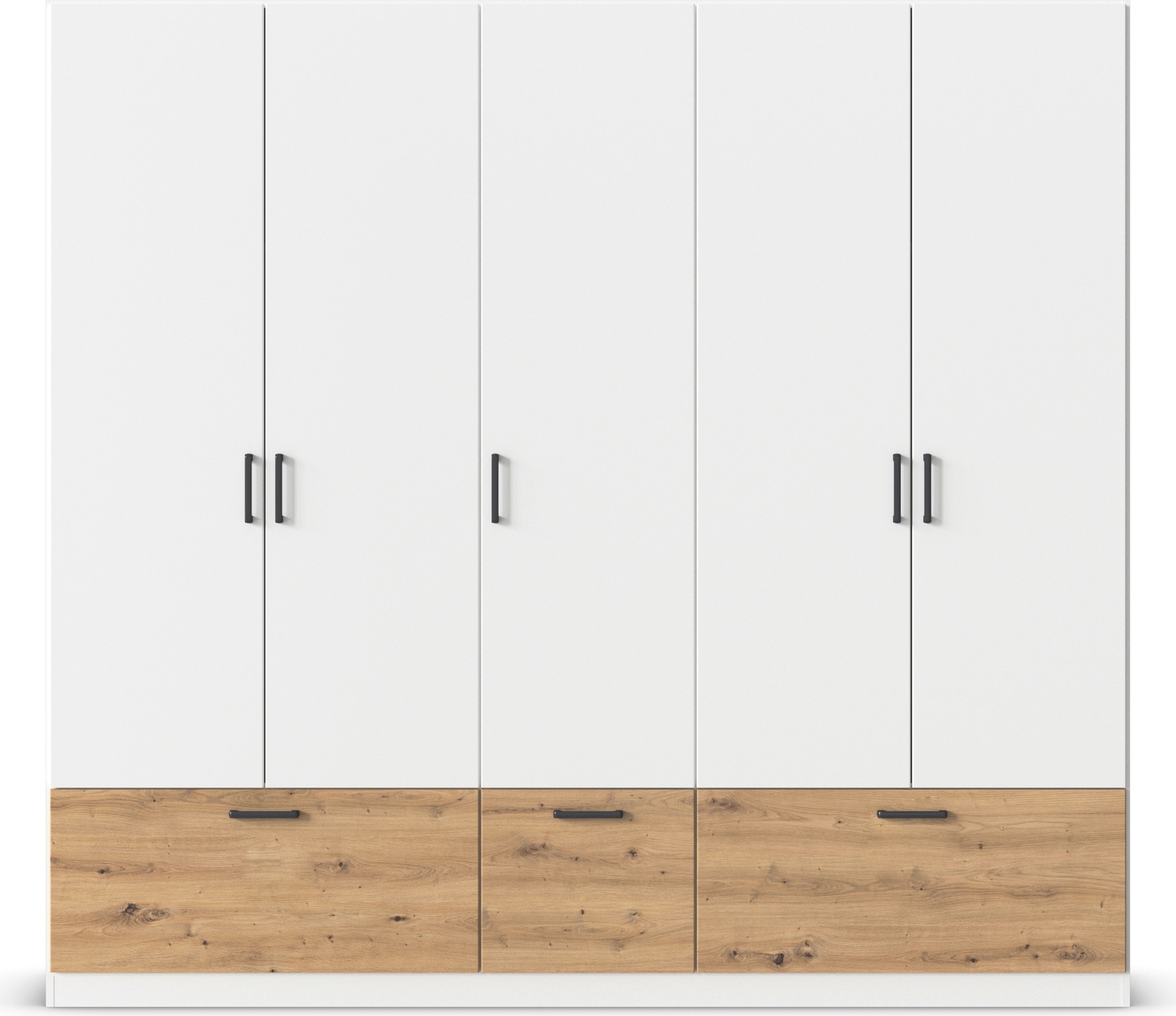 rauch Drehtürenschrank »Kleiderschrank Schrank Garderobe Wäscheschrank BARI«, mit Schubkästen und modernem Griff in Graumetallic MADE IN GERMANY