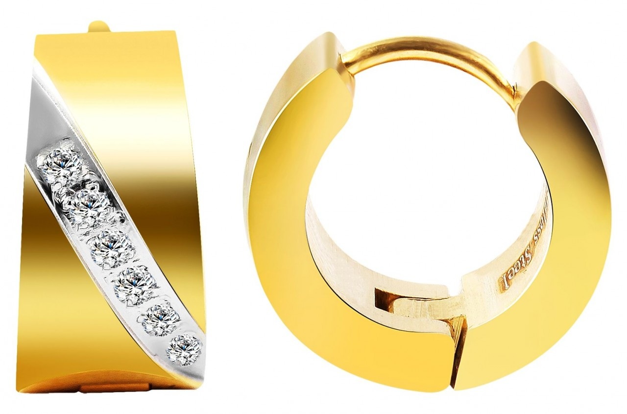 Paar Creolen ADELIA´S "Damen Creolen aus Edelstahl und Strass Ø 9 mm", weiß, Ohrringe, Damen, Damen, Edelstahl