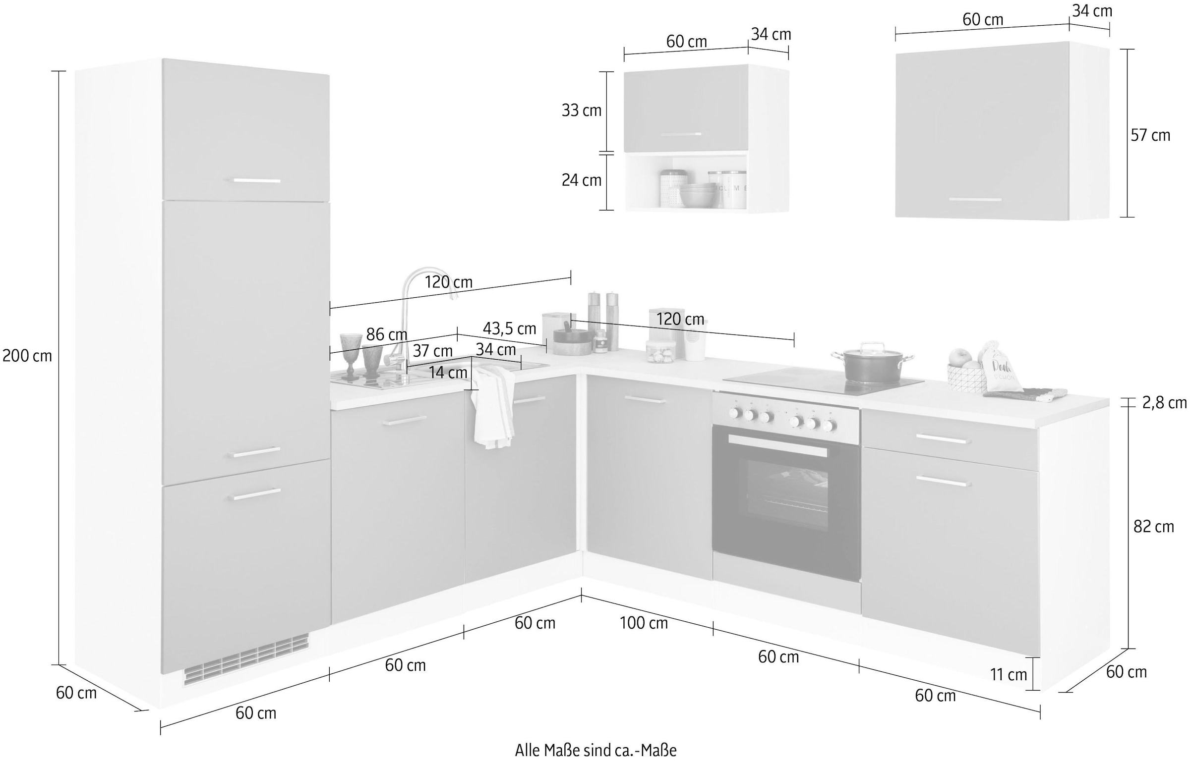 HELD MÖBEL Winkelküche »Visby«, ohne E-Geräte, Winkel 240 x 240cm für  Kühlschrank u. Geschirrspüler kaufen | BAUR