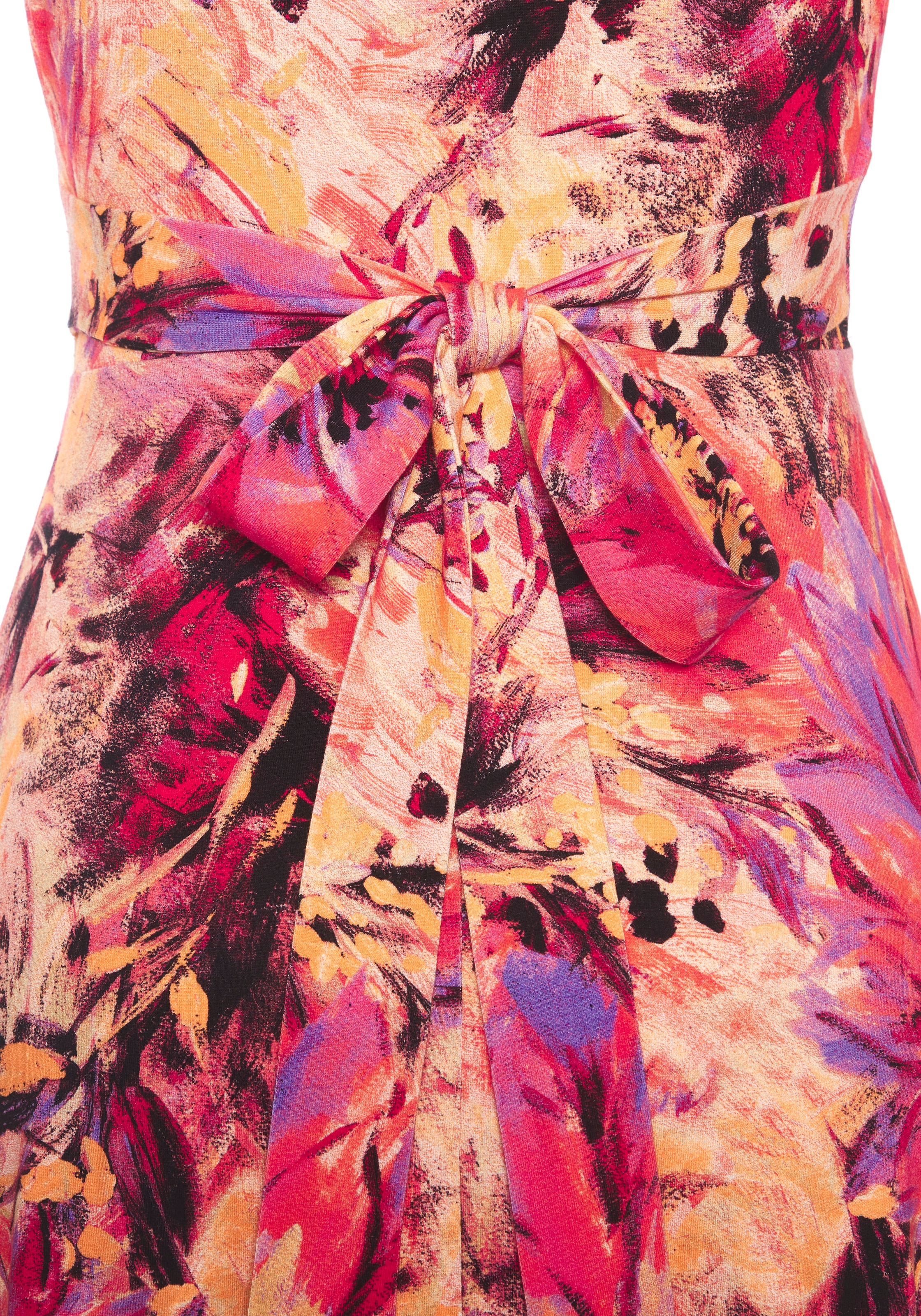 Beachtime Sommerkleid, mit Zipfelsaum und Schleife, Jerseykleid, asymmetrisches Rockteil
