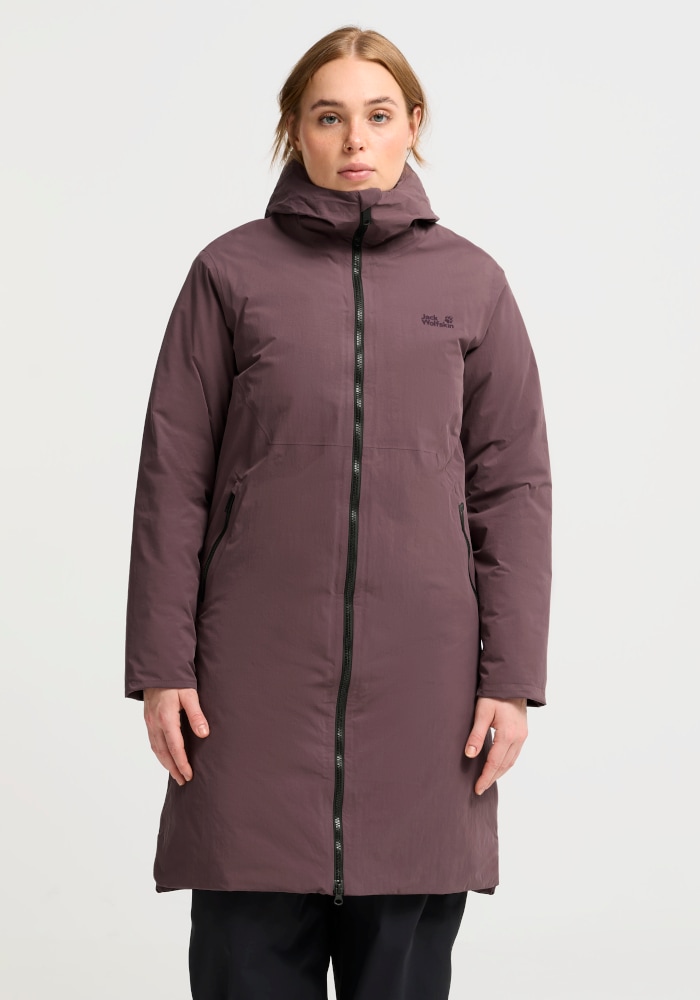 Jack Wolfskin Daunenmantel »FIORA BAY COAT W RDS« für sportliche Outdoor- und Wandereinsätze, langer Schnitt