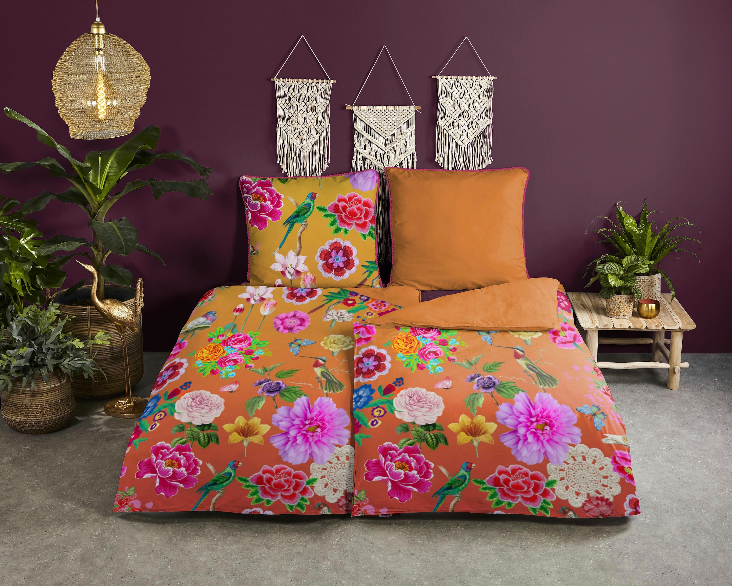 good morning Wendebettwäsche »Suzy«, Baumwolle, Perkal, 135x200, Reißverschluss, Wendeoptik, Bunt, Blumen