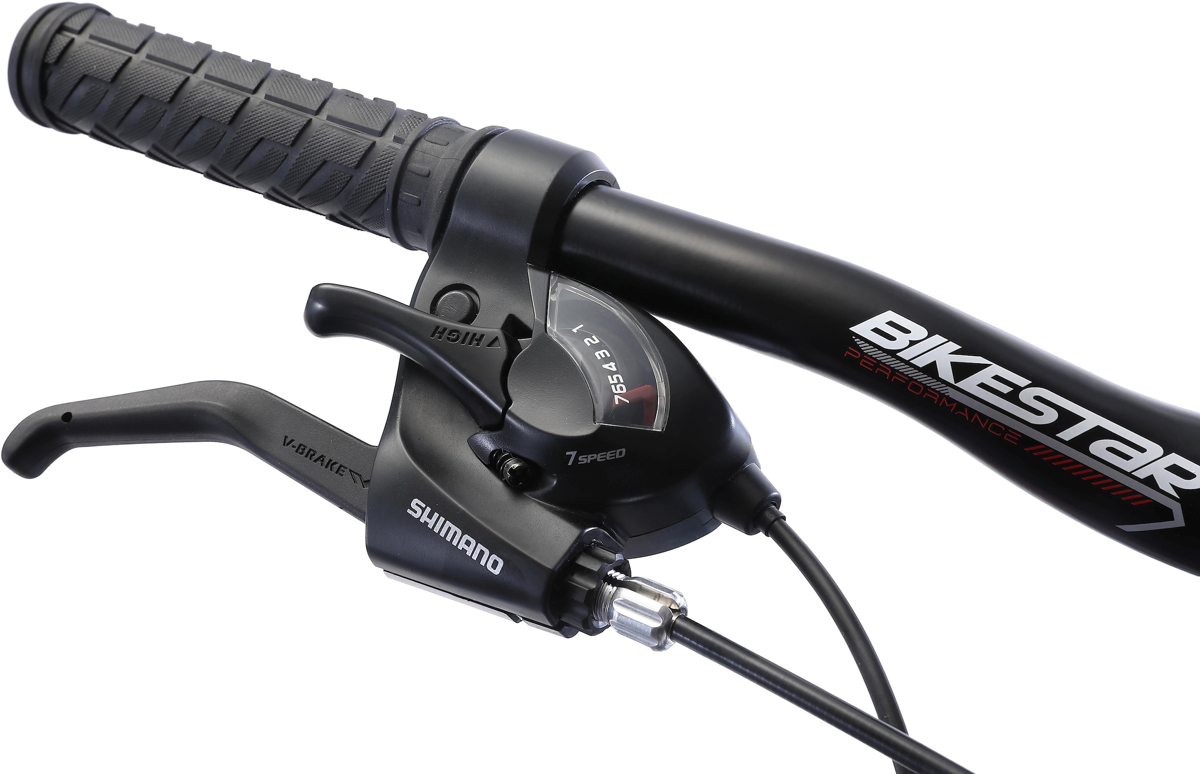 Bikestar Mountainbike, 21 Gang, Shimano, RD-TY300 Schaltwerk, Kettenschaltung, für Damen und Herren, Kettenschaltung