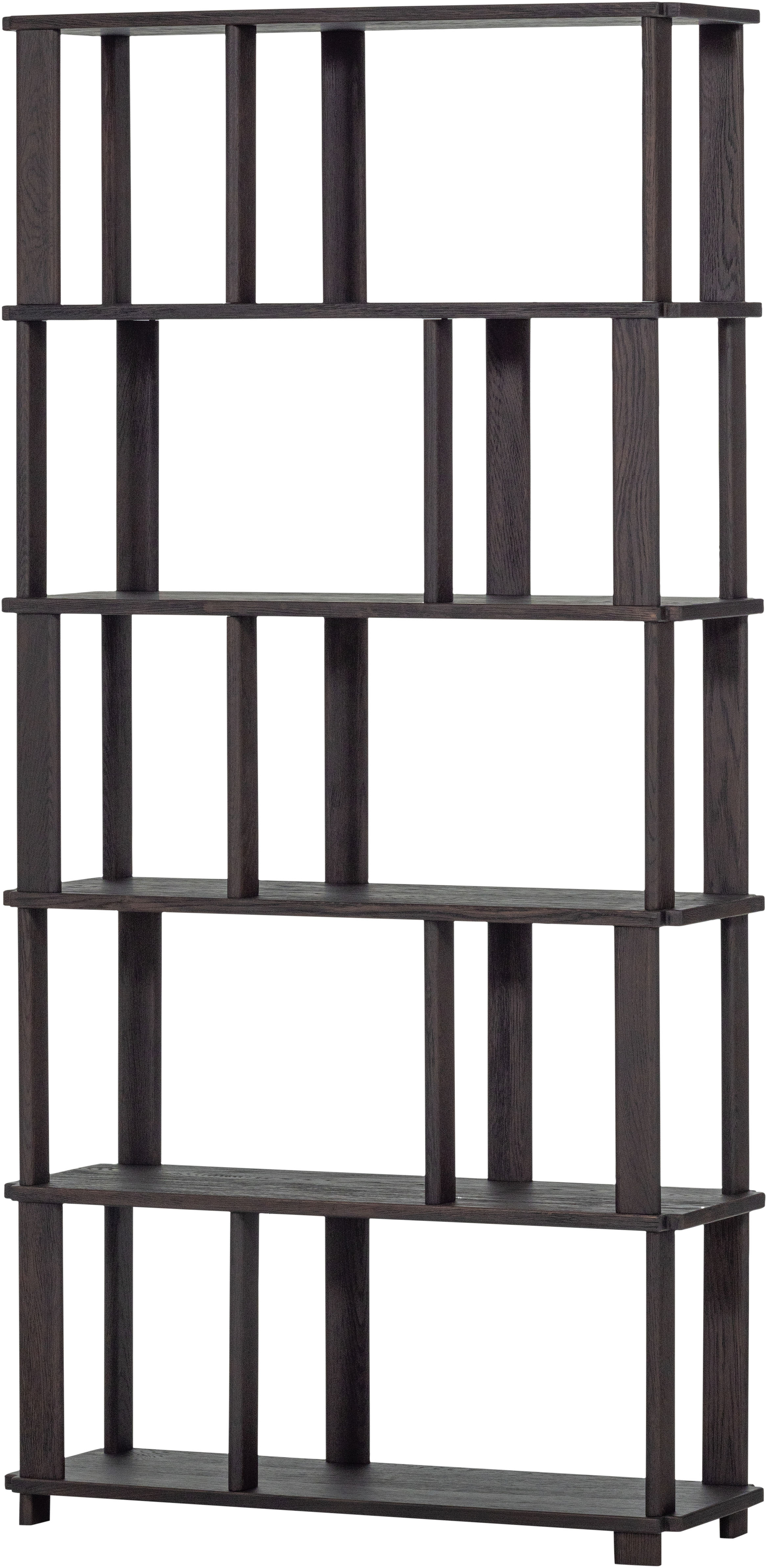 WOOOD Wandregal "Riss Eichenholz mit sichtbare Maserung, B 90 x T 30 x H 186 cm" Tragkraft 10 kg pro Einlegeboden, nachbehandelbar, einfach montierbar