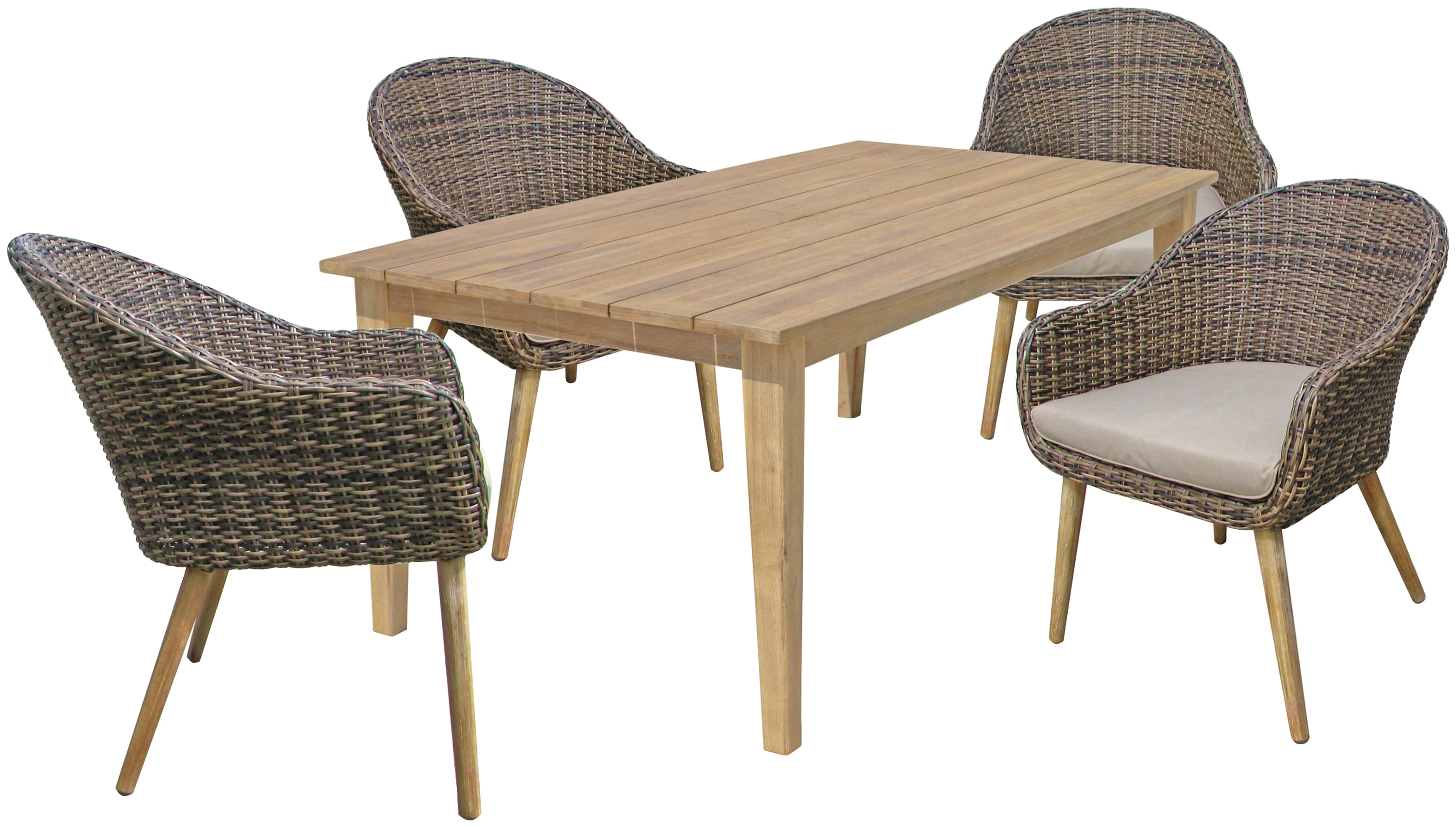 Garten-Essgruppe GARDEN PLEASURE, B:290cm H:87cm T:380cm, braun, Aluminium, FSC-zertifiziertes Massivholz, Polyrattan, Sitzmöbel-Sets,