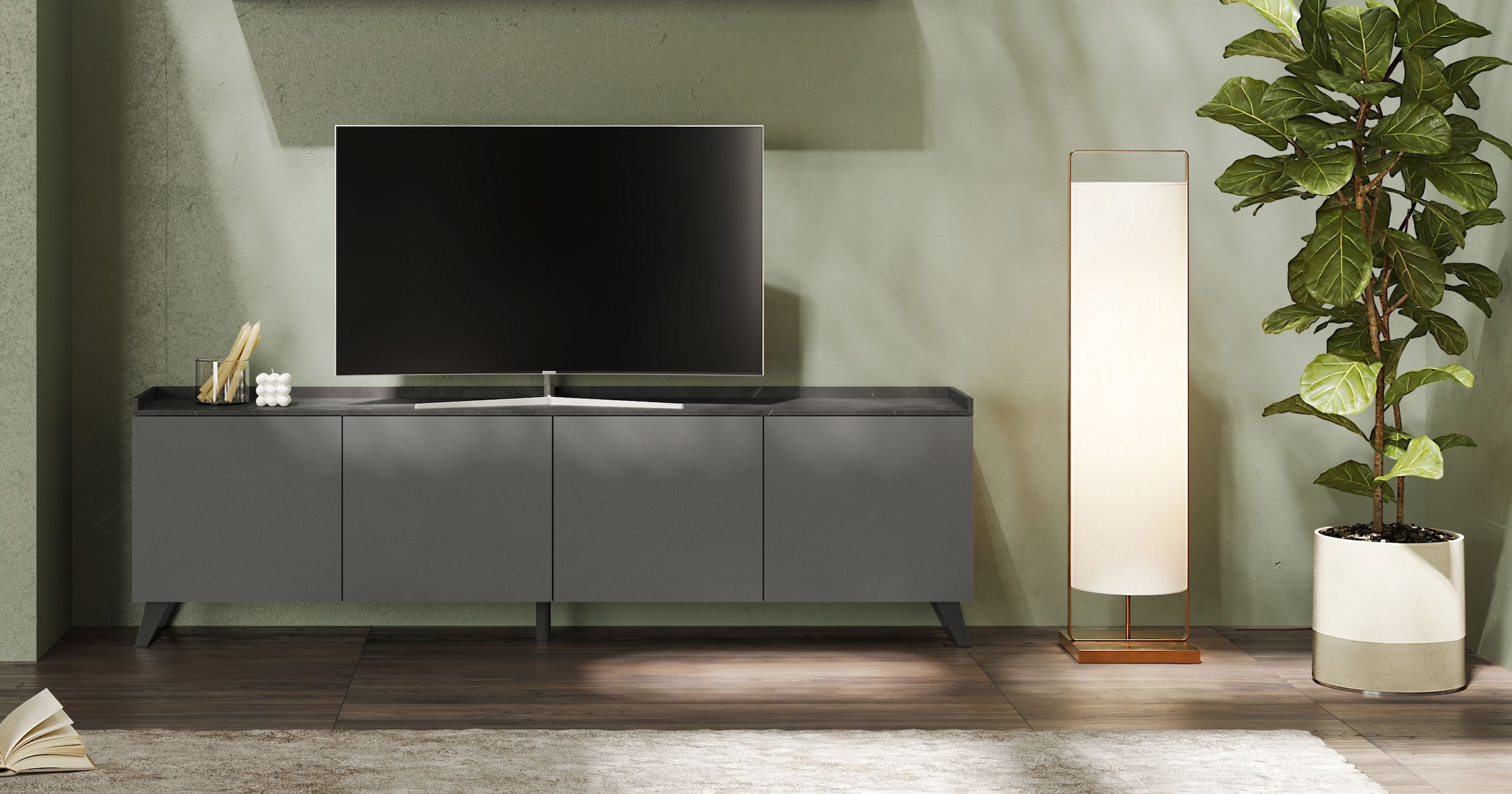 INOSIGN Lowboard »Tray, Breite 241, TV-Bank mit 4 Türen«, Top "Tablet", Push-to-open Funktion
