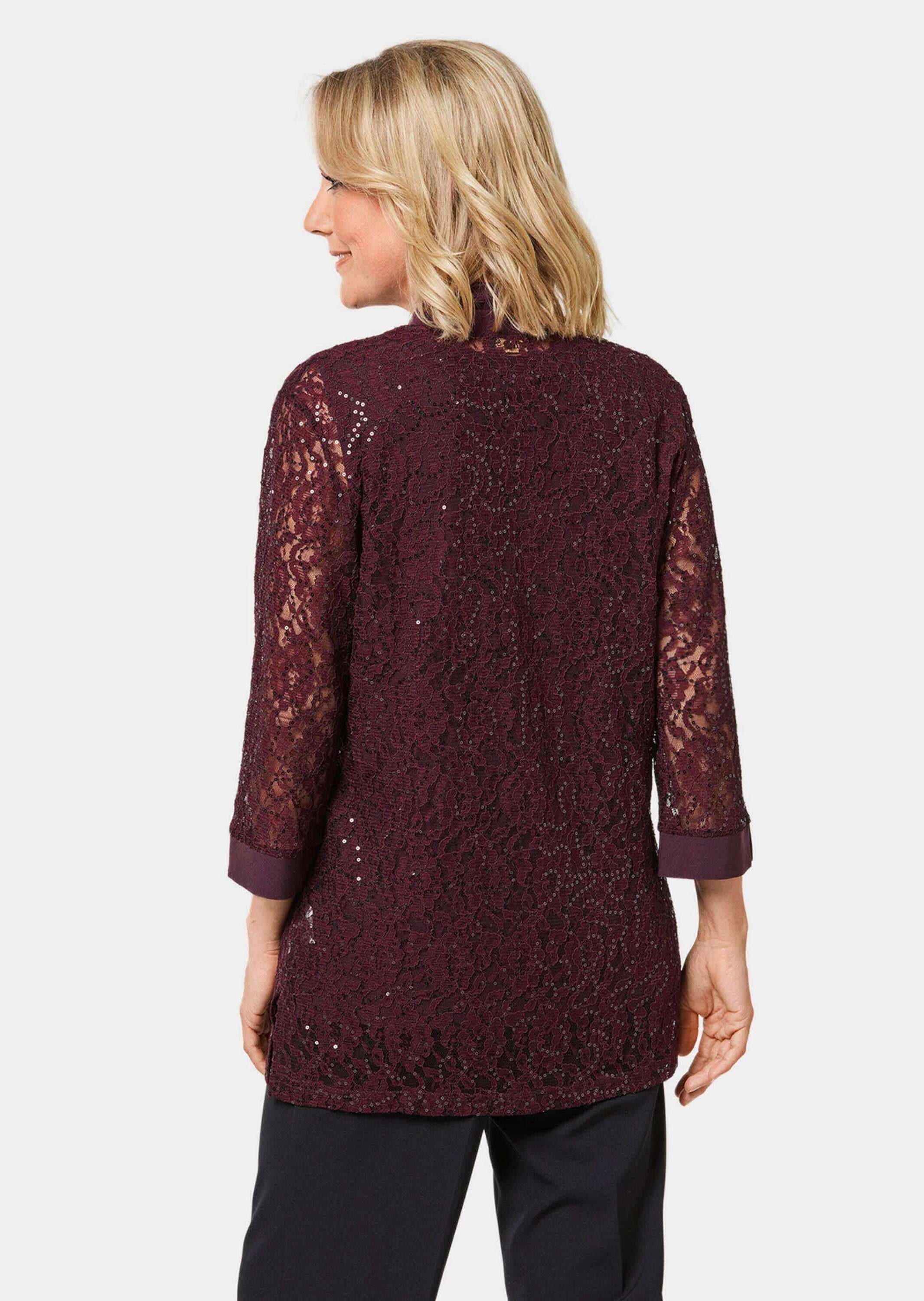 GOLDNER Klassische Bluse »Set (Spitzenjacke und Top) Set aus glitzerndem Spitzenjäckchen und Top«