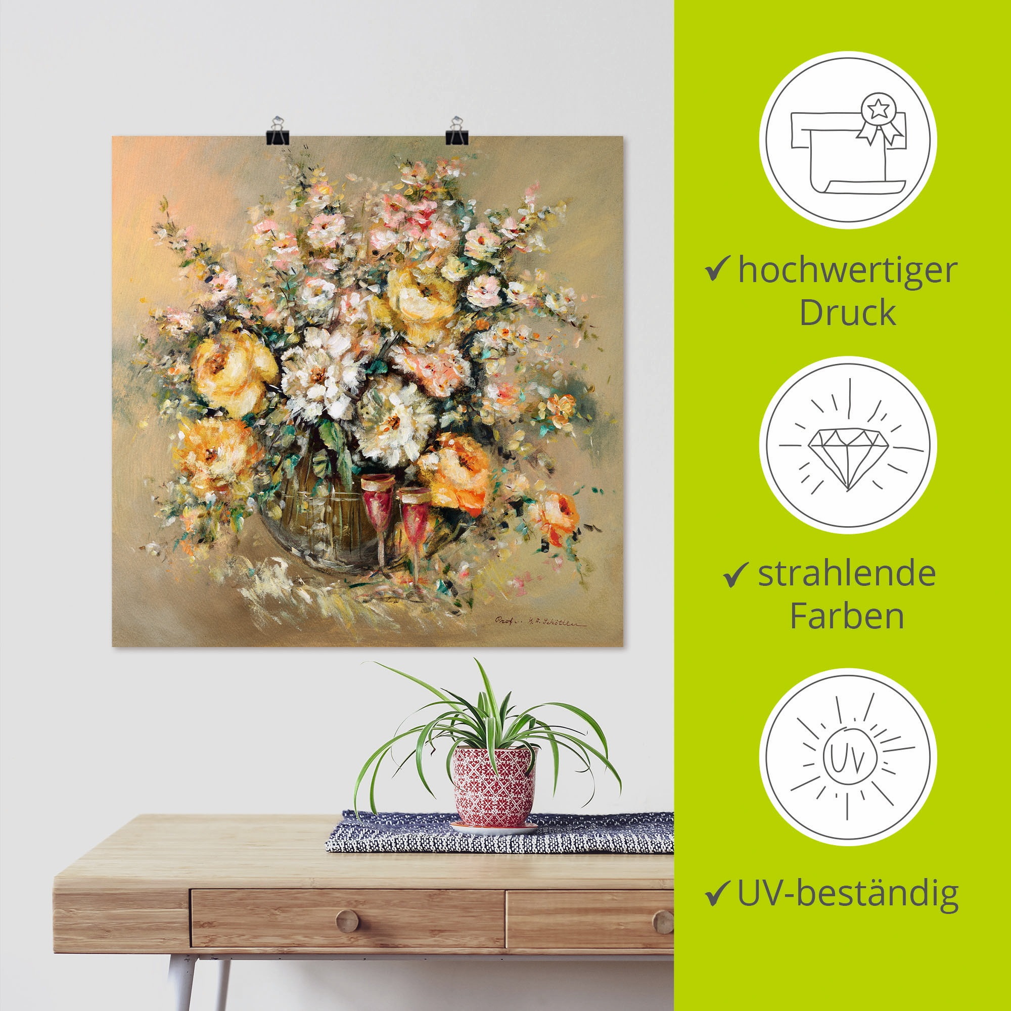 Artland Wandbild »Blumen und Spirituosen«, Blumen, (1 St.), als Leinwandbild, Poster, Wandaufkleber in verschied. Größen